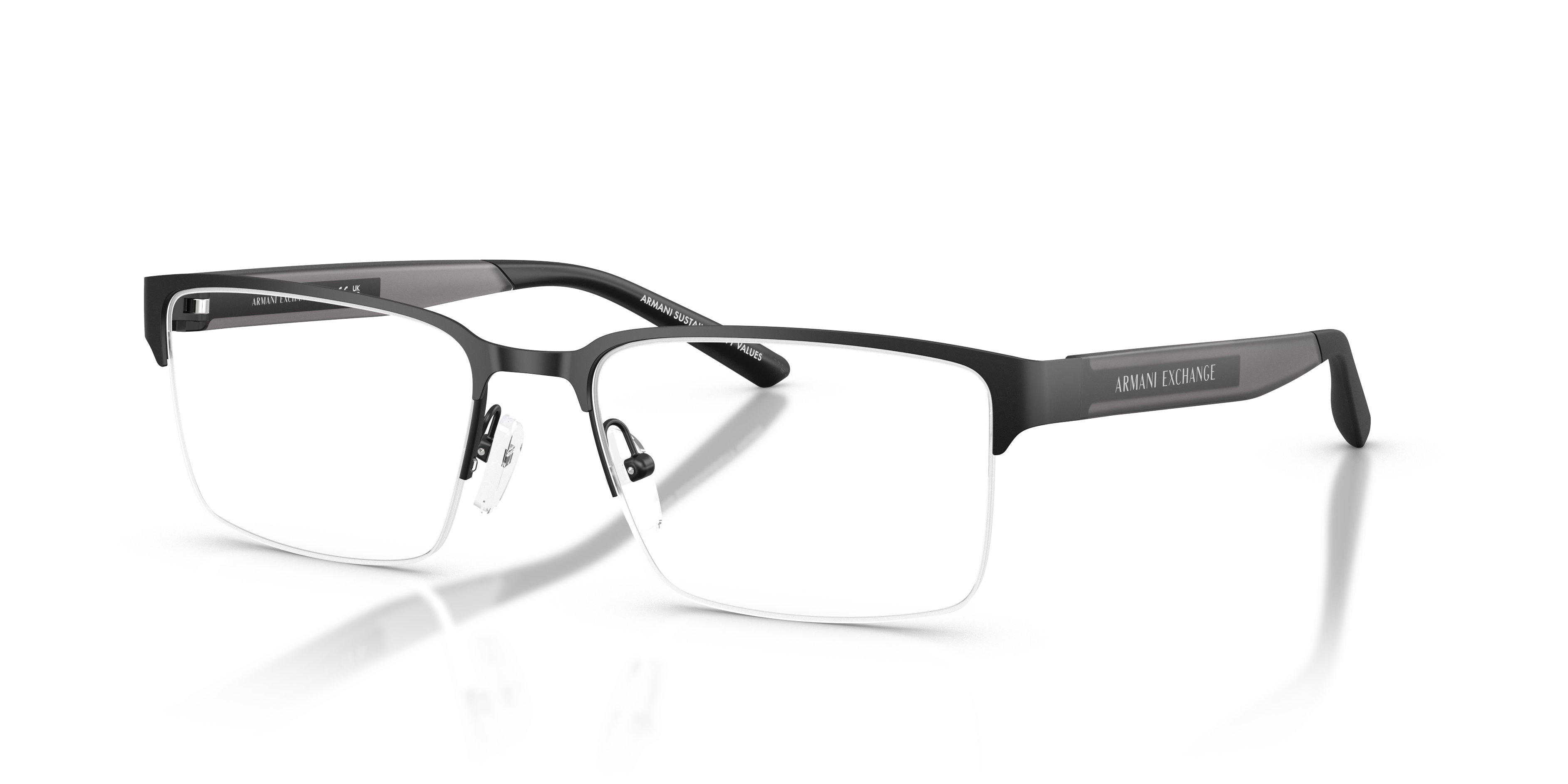 AX1075 Matzwart MetaalEyeglass Frames van B24, Hoekweergave