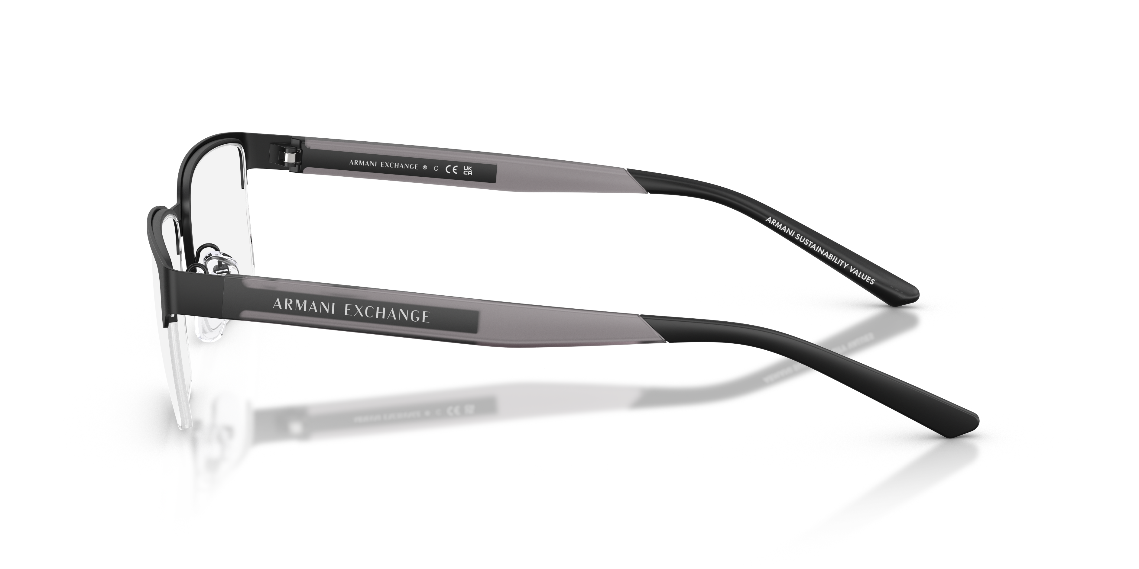 AX1075 Matzwart MetaalEyeglass Frames van B24, Zijaanzicht