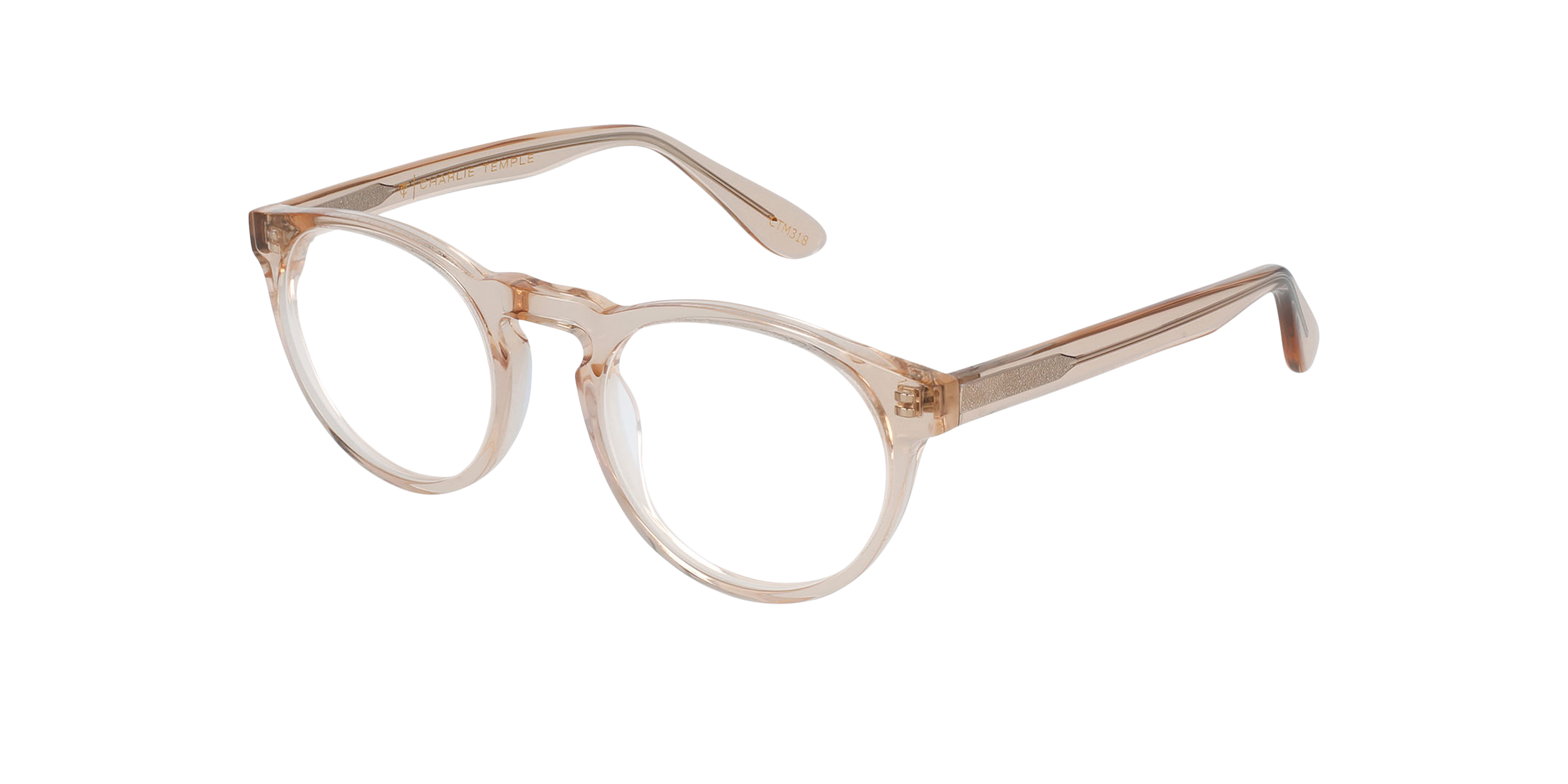 Steven S. Crystal Peach AcetaatEyeglass Frames van B24, Hoekweergave