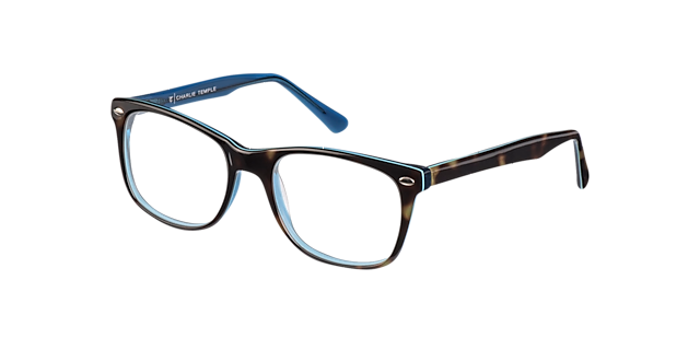 Charlie CT Tortoise & Blue De France AcetatEyeglass Frames von B24, Dreiviertelansicht