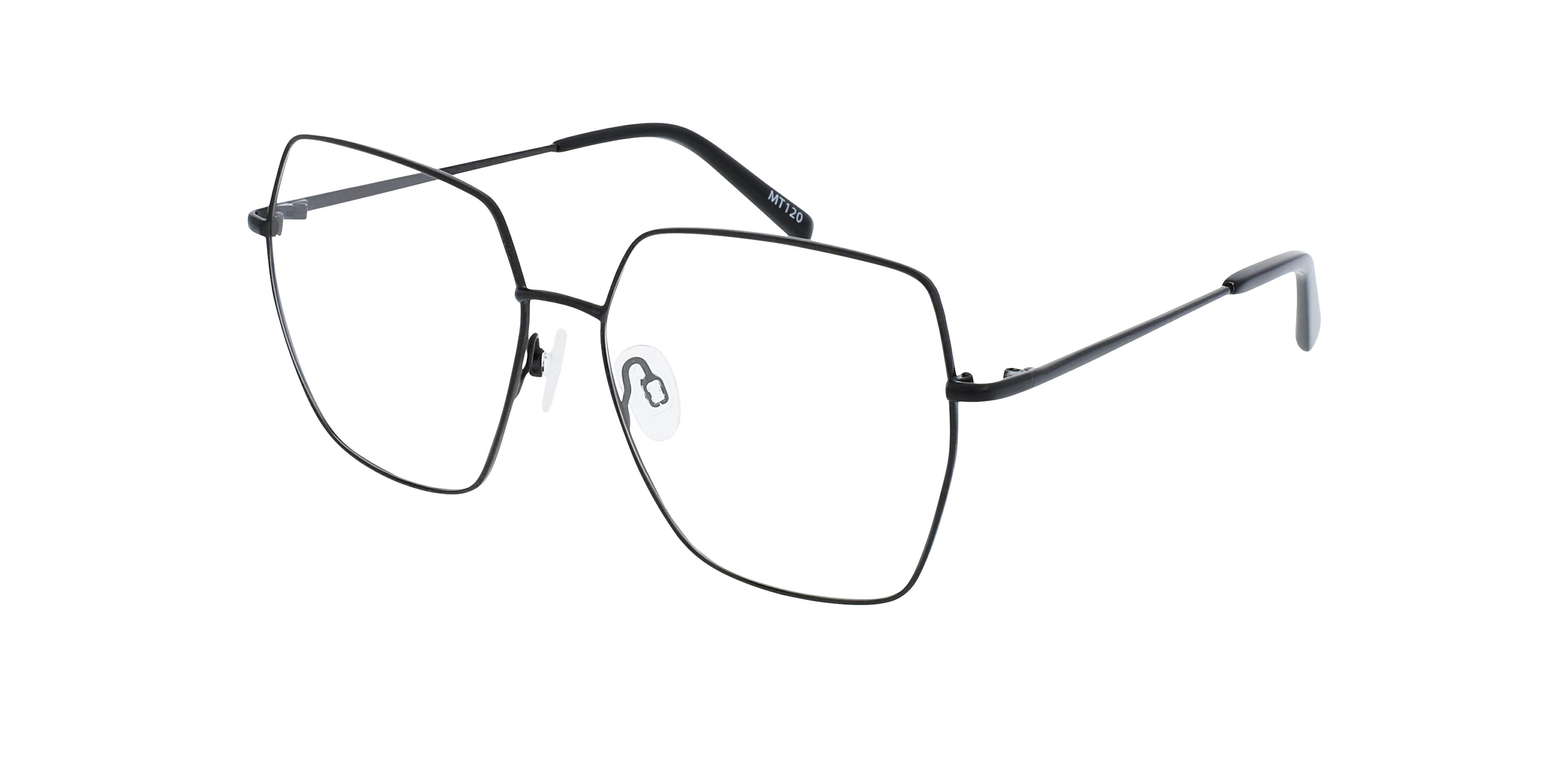 Vivien Sparkling Black Metal MetallEyeglass Frames von B24, Dreiviertelansicht