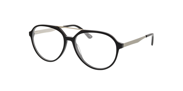 Belmont Zwart  &  matzilver AcetaatEyeglass Frames van B24, Hoekweergave