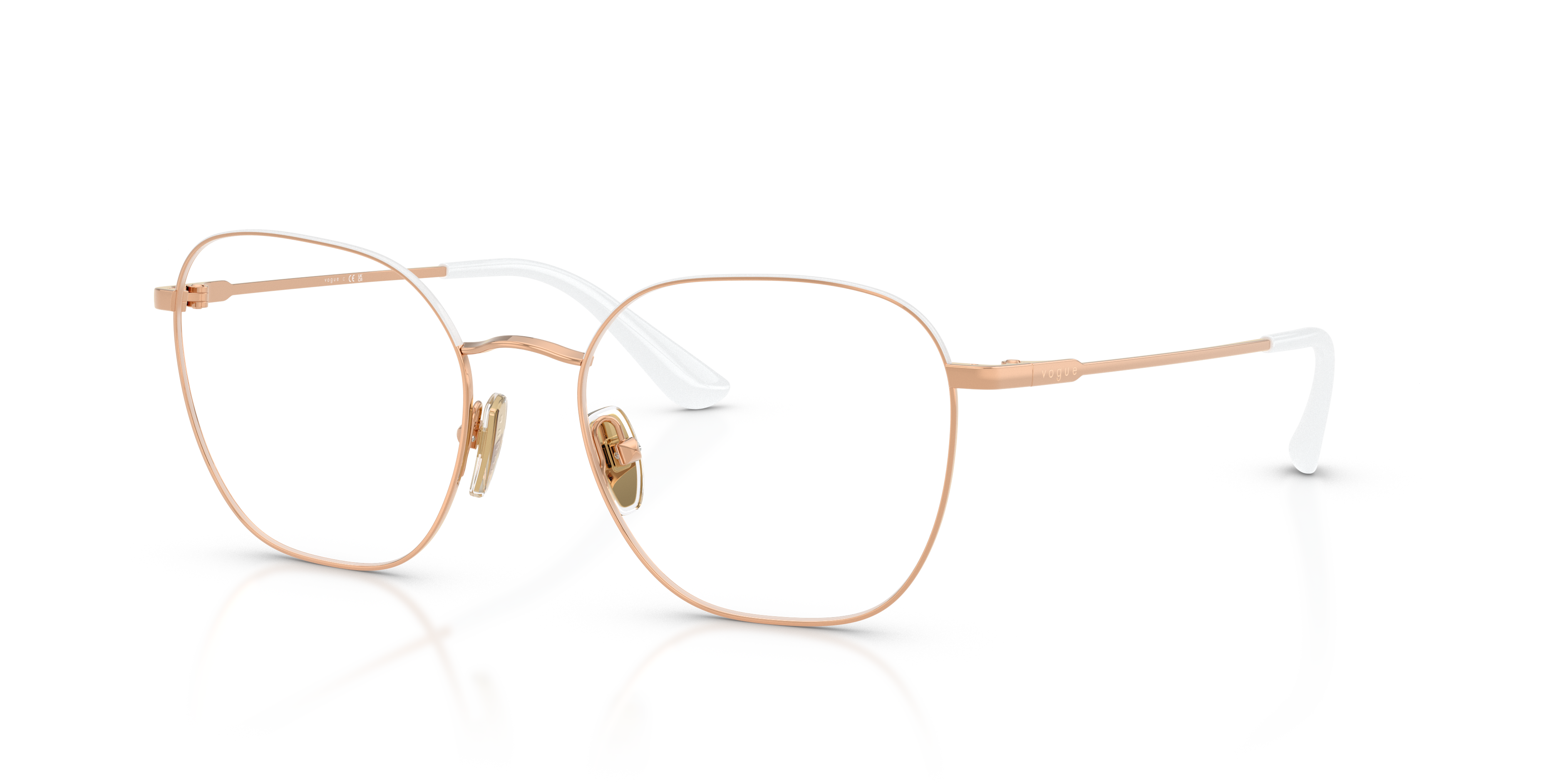 VO4178 White & Rose Gold MetaalEyeglass Frames van B24, Hoekweergave