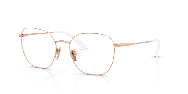 VO4178 White & Rose Gold MetallEyeglass Frames von B24, Dreiviertelansicht