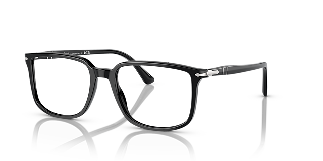 PO3275V Zwart AcetaatEyeglass Frames van B24, Hoekweergave
