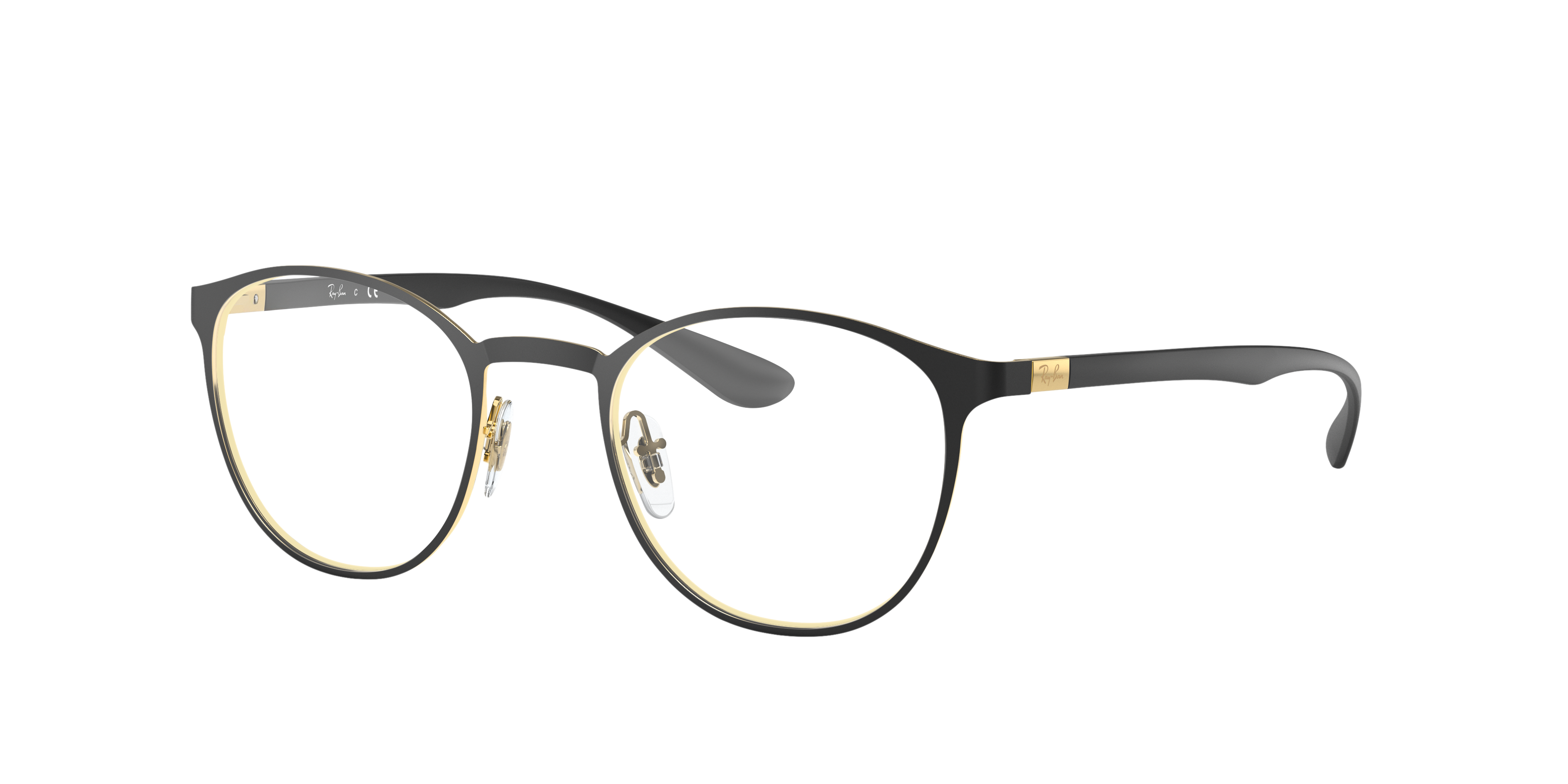 RB6355 Schwarz auf Gold MetallEyeglass Frames von B24, Dreiviertelansicht