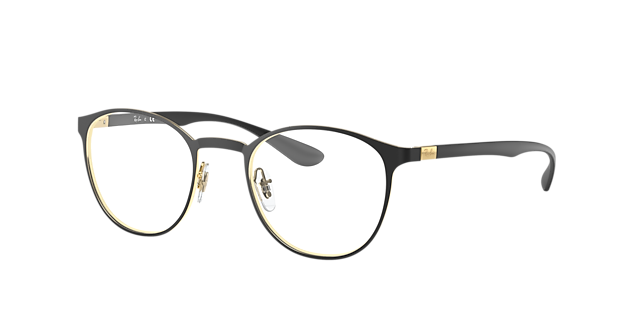RB6355 Schwarz auf Gold MetallEyeglass Frames von B24, Dreiviertelansicht
