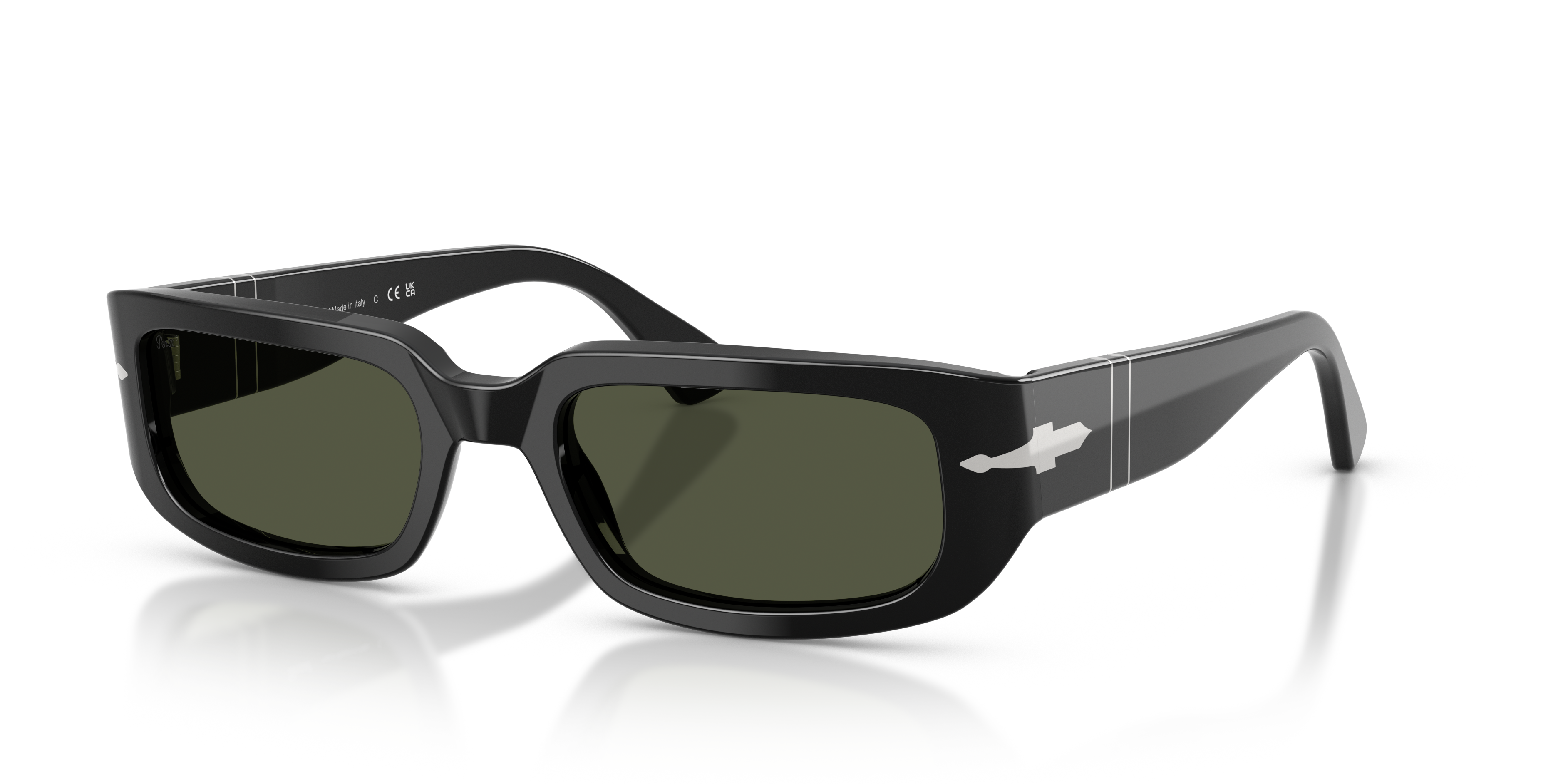 PO3385S Zwart AcetaatSunglass Frames van B24, Hoekweergave