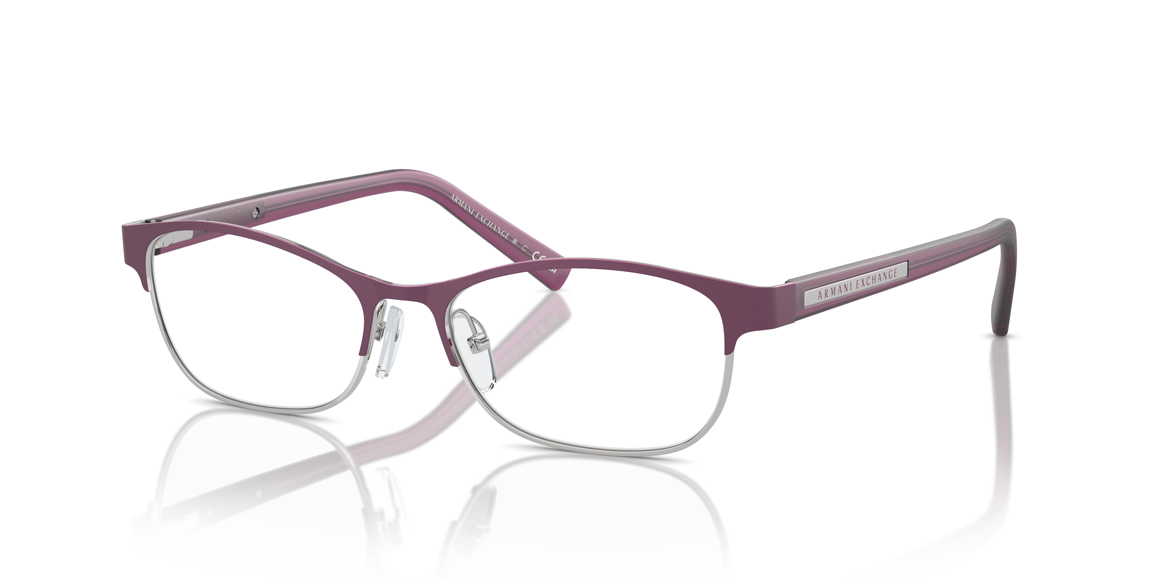 AX1010 Red & Shiny Pale Gold MetaalEyeglass Frames van B24, Hoekweergave