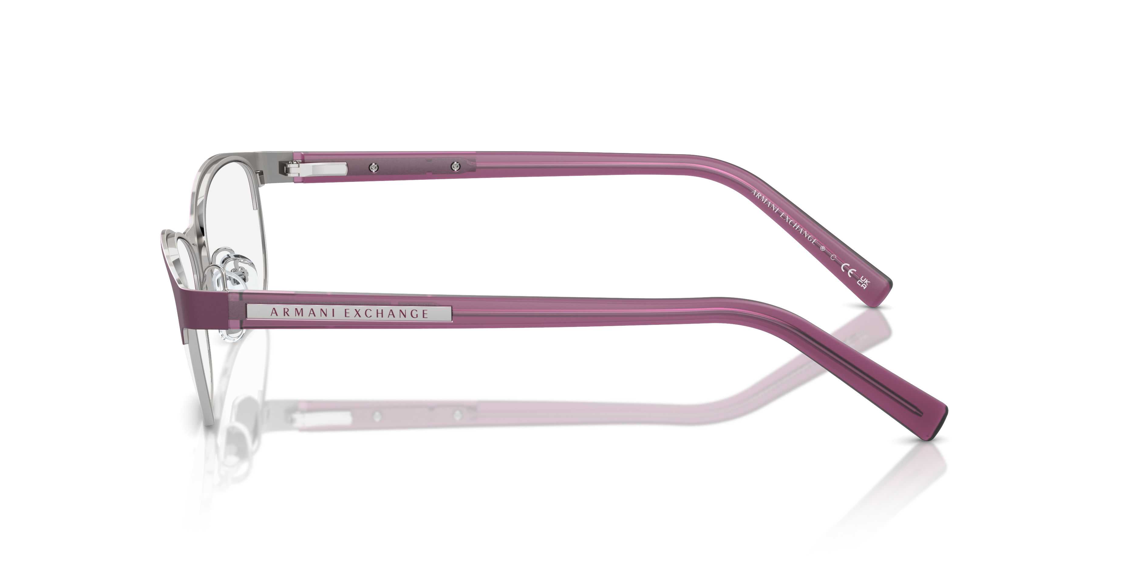 AX1010 Red & Shiny Pale Gold MetaalEyeglass Frames van B24, Zijaanzicht