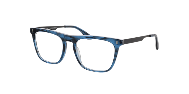 Rufus Blauw kristal hoorn AcetaatEyeglass Frames van B24, Hoekweergave