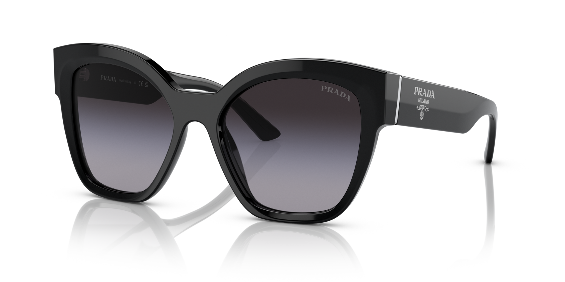 PR 17ZS Schwarz AcetatSunglass Frames von B24, Dreiviertelansicht