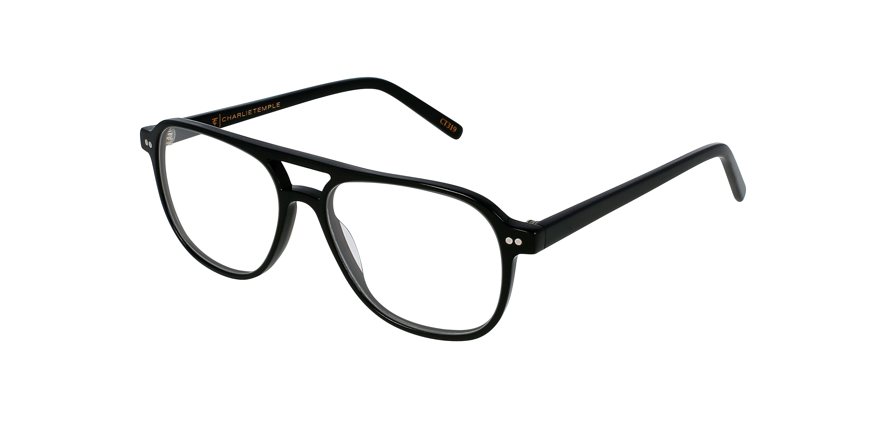 Wilker Jet Black AcetatEyeglass Frames von B24, Dreiviertelansicht