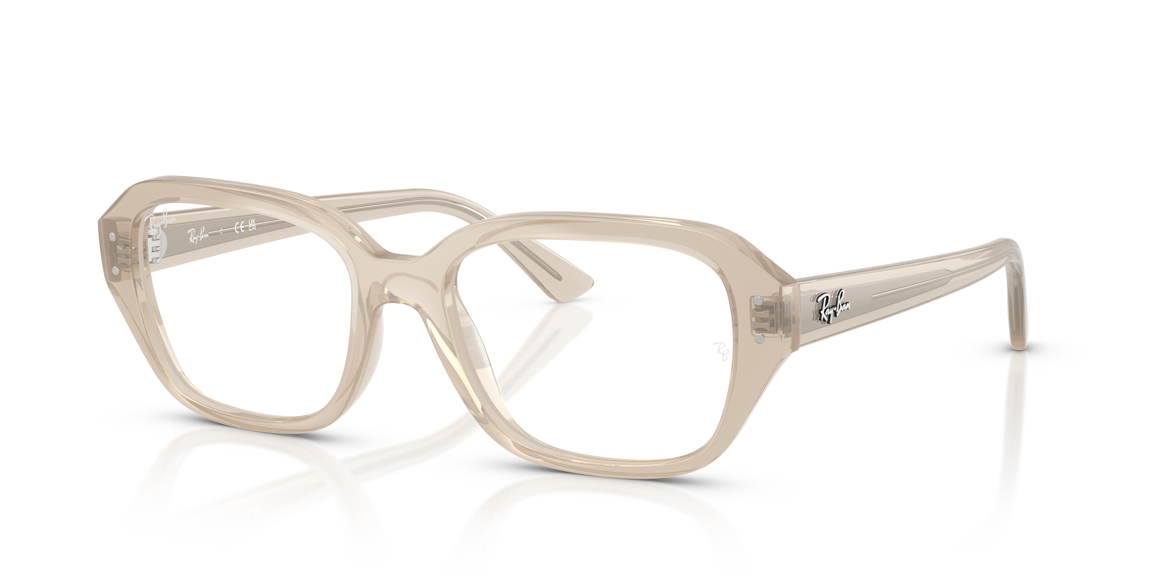 RB7258 Cloudy Warm White KunststofEyeglass Frames van B24, Hoekweergave