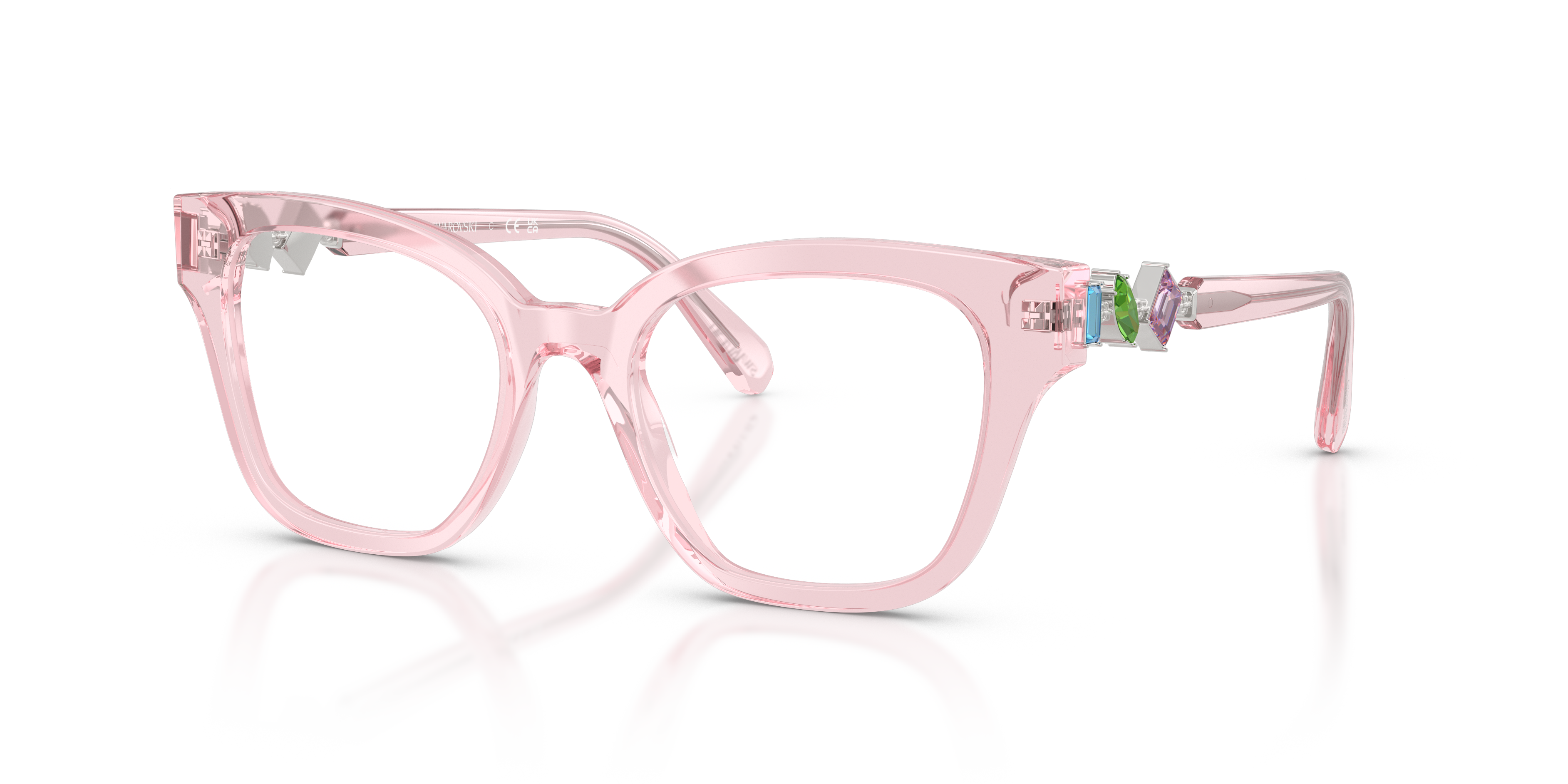 SK2048 Pink transparent AcetatEyeglass Frames von B24, Dreiviertelansicht