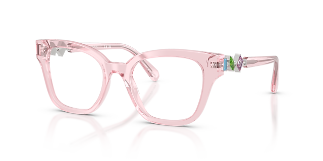SK2048 Transparant Roze AcetaatEyeglass Frames van B24, Hoekweergave