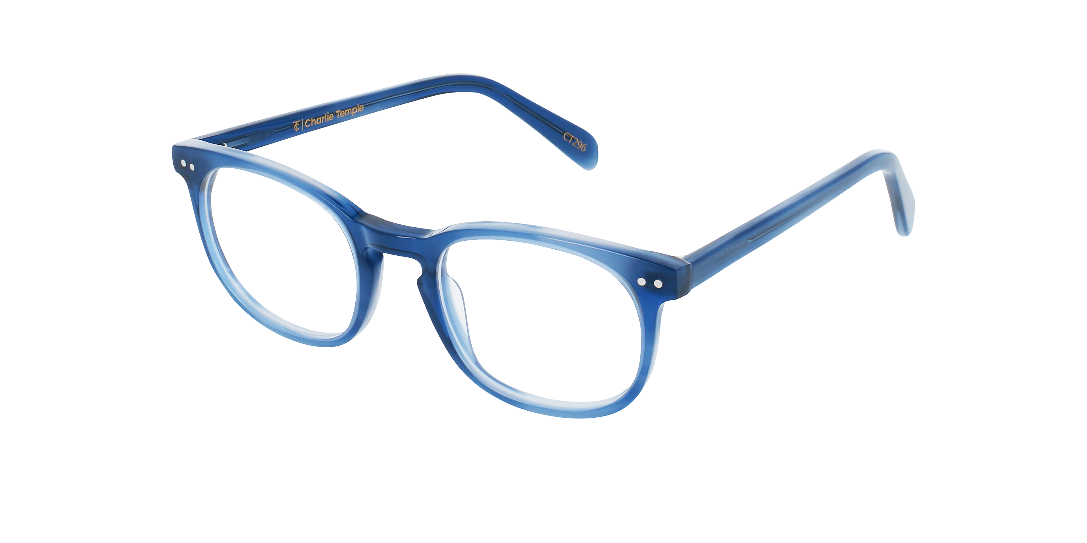 Clark Steel Blue AcetatEyeglass Frames von B24, Dreiviertelansicht