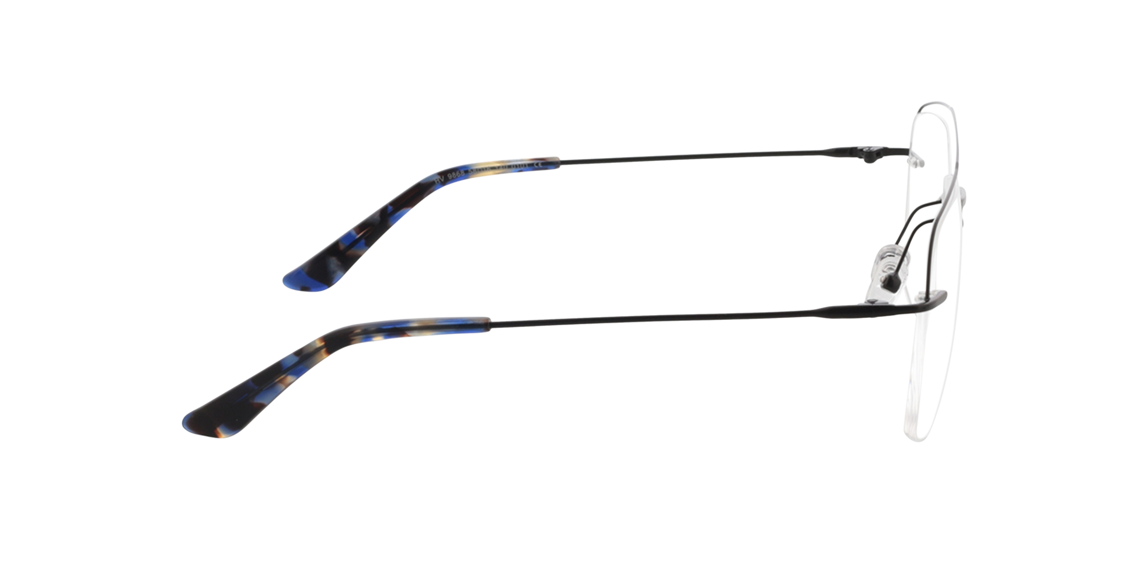 Lee Mattschwarz MetallEyeglass Frames von B24, Seitenansicht