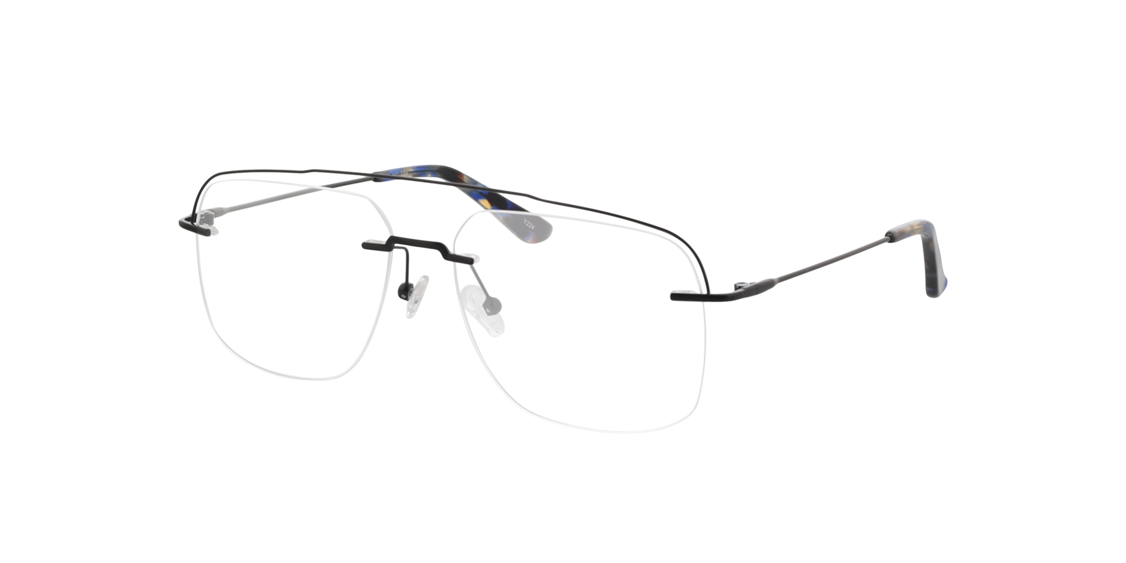 Lee Mattschwarz MetallEyeglass Frames von B24, Dreiviertelansicht