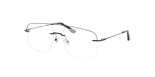 Lee Mattschwarz MetallEyeglass Frames von B24, Dreiviertelansicht