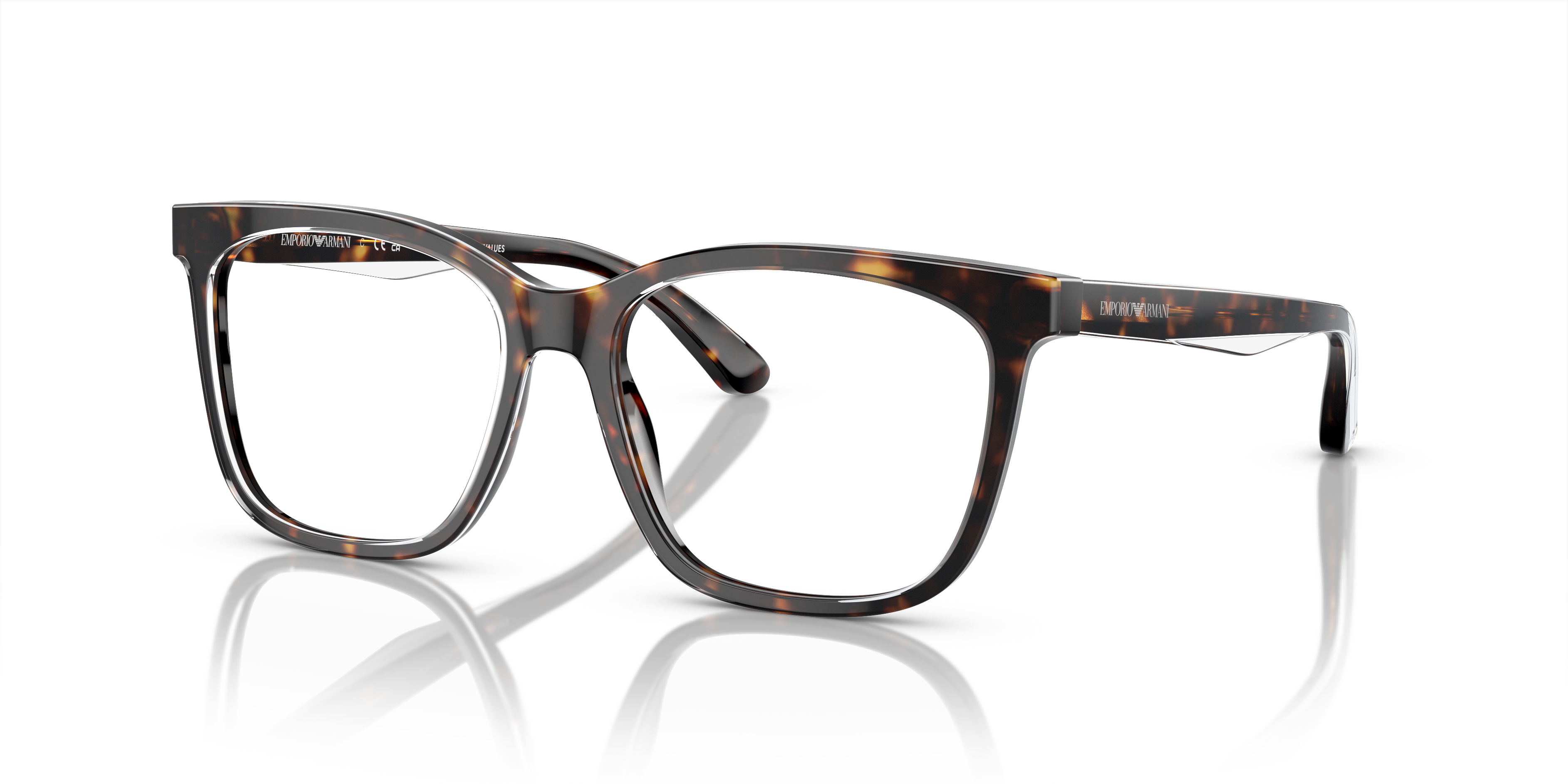EA3228 Shiny Havana & Top Crystal AcetatEyeglass Frames von B24, Dreiviertelansicht