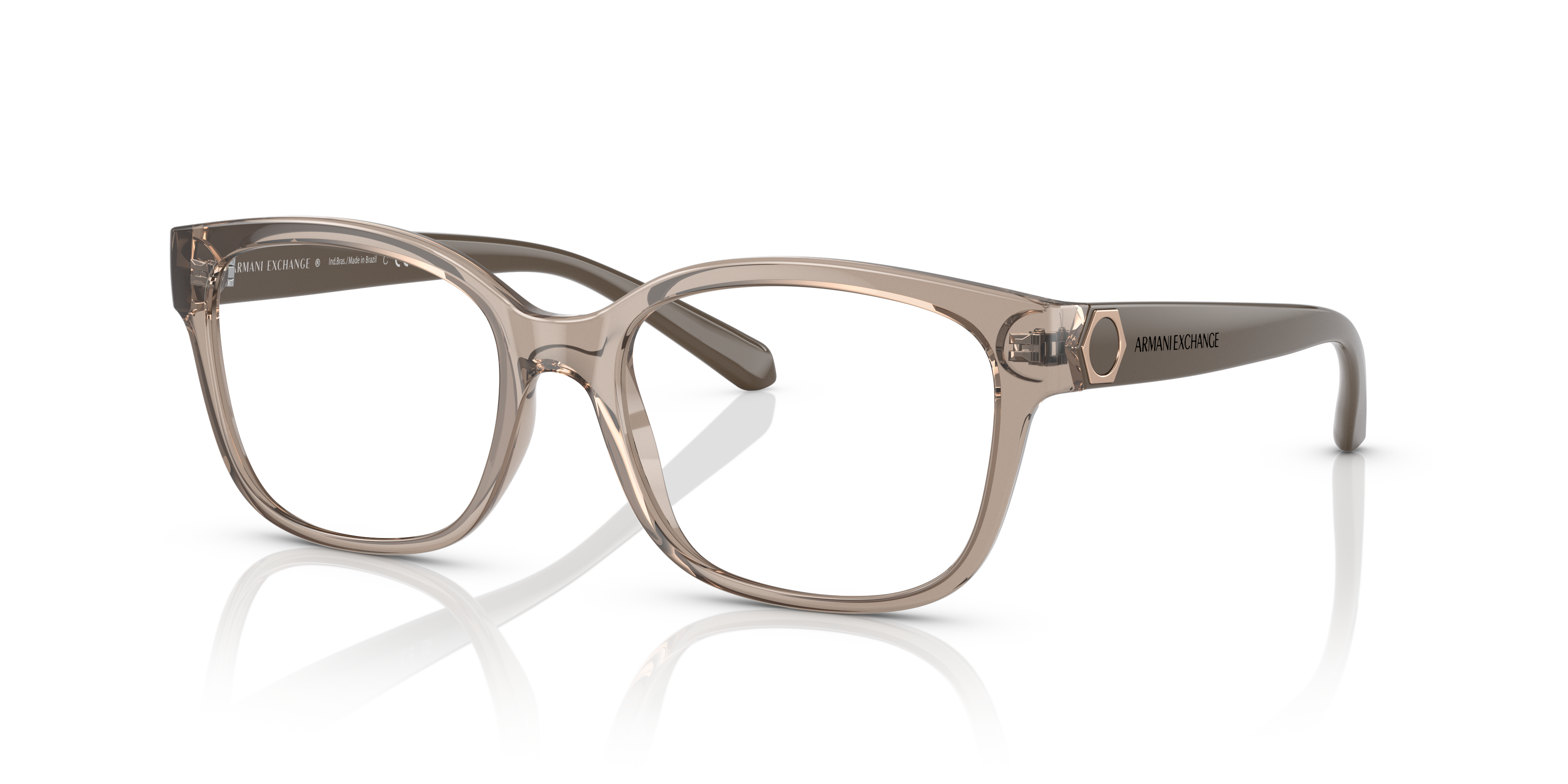 AX3098 Glanzend transparant toendra KunststofEyeglass Frames van B24, Hoekweergave