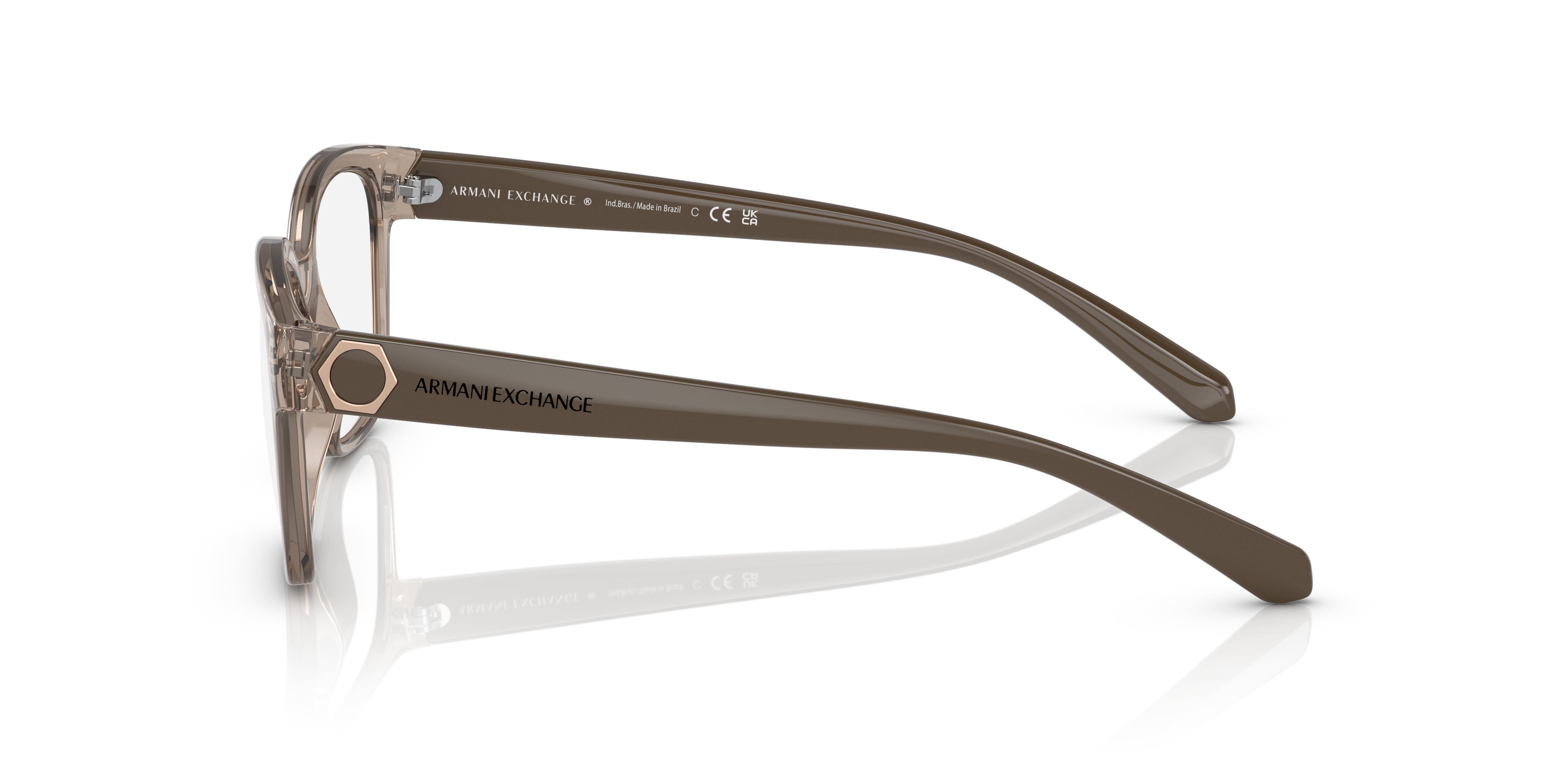 AX3098 Glanzend transparant toendra KunststofEyeglass Frames van B24, Zijaanzicht