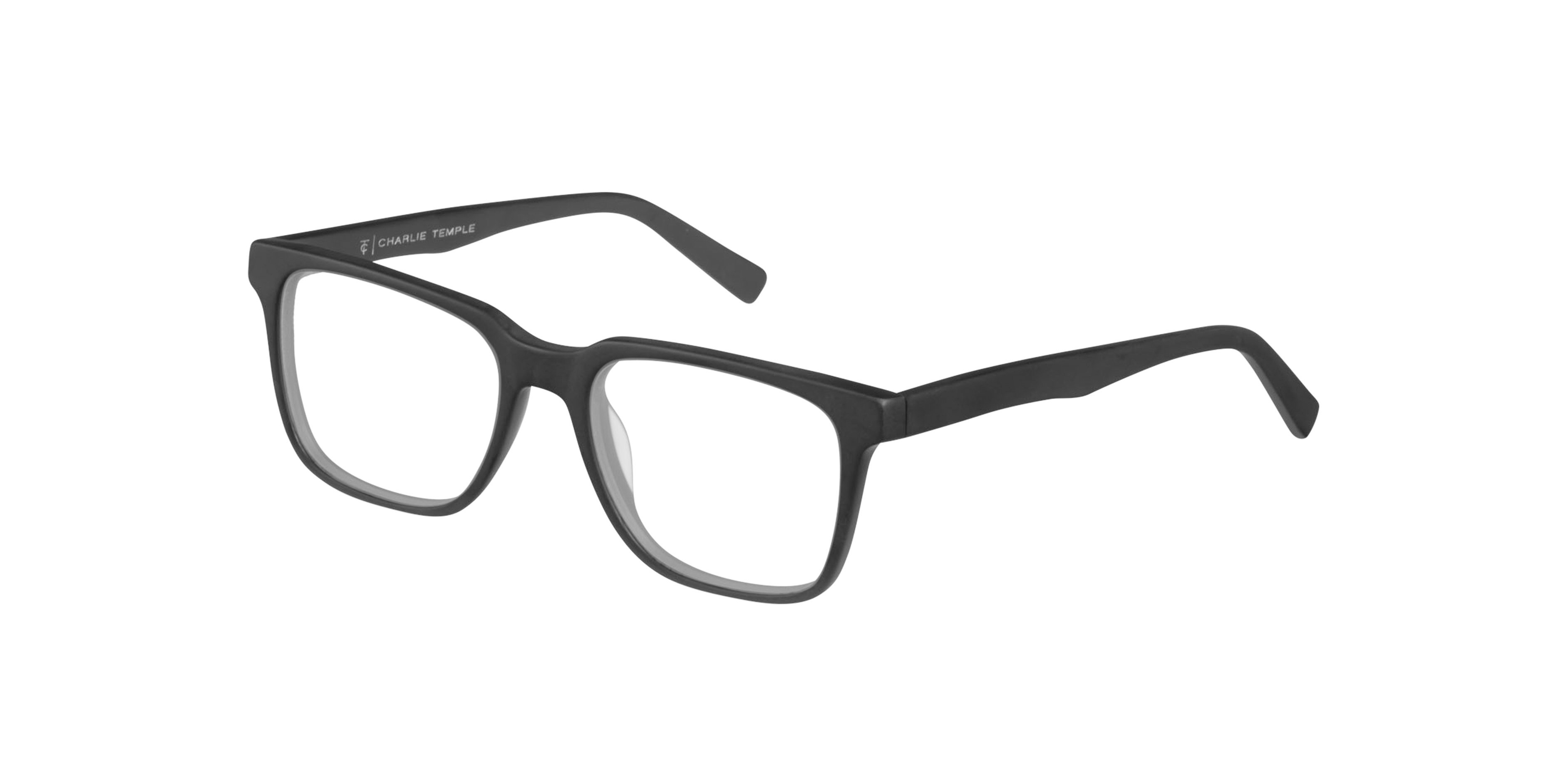 Balthazar Zwart AcetaatEyeglass Frames van B24, Hoekweergave