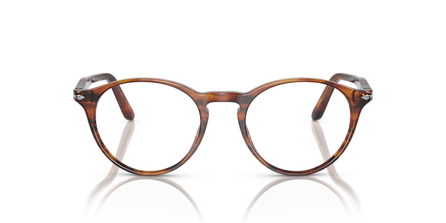 PO3092V Bruin Gestreept AcetaatEyeglass Frames van B24, Vooraanzicht