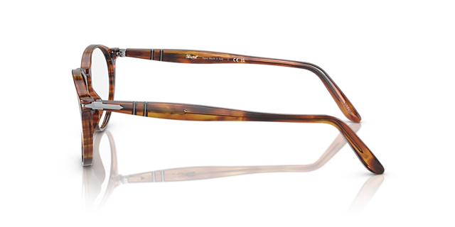 PO3092V Bruin Gestreept AcetaatEyeglass Frames van B24, Zijaanzicht