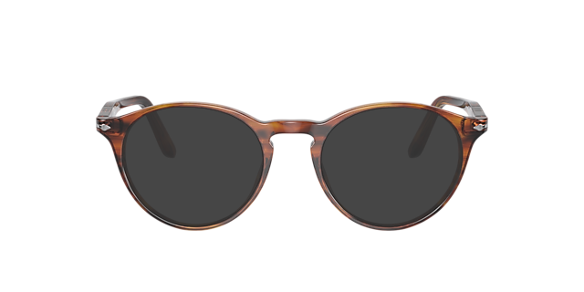 PO3092V Bruin Gestreept AcetaatEyeglass Frames van B24, met getinte lenzen
