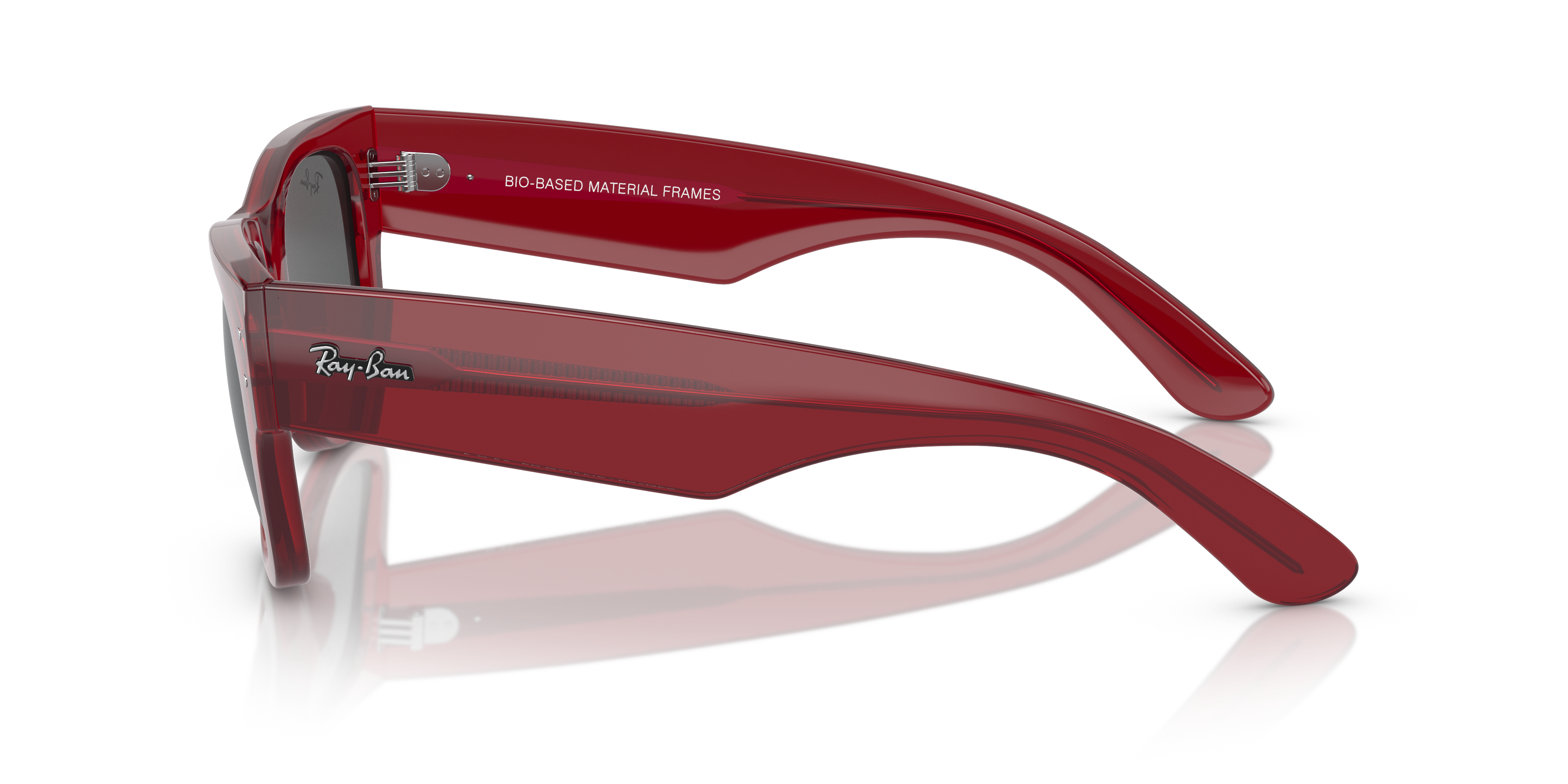 RB0840S Transparant Rood KunststofSunglass Frames van B24, Zijaanzicht