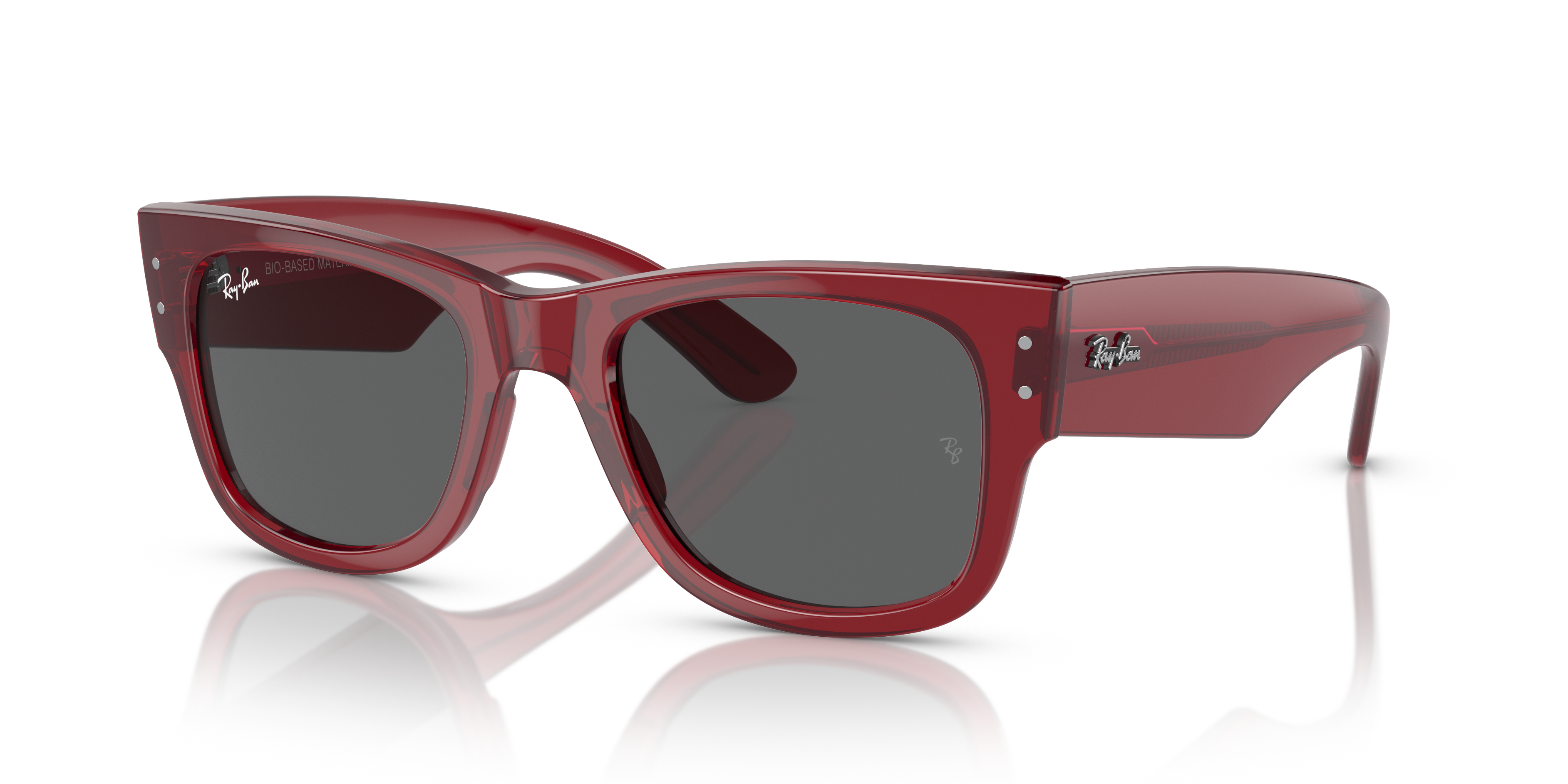 RB0840S Transparant Rood KunststofSunglass Frames van B24, Hoekweergave