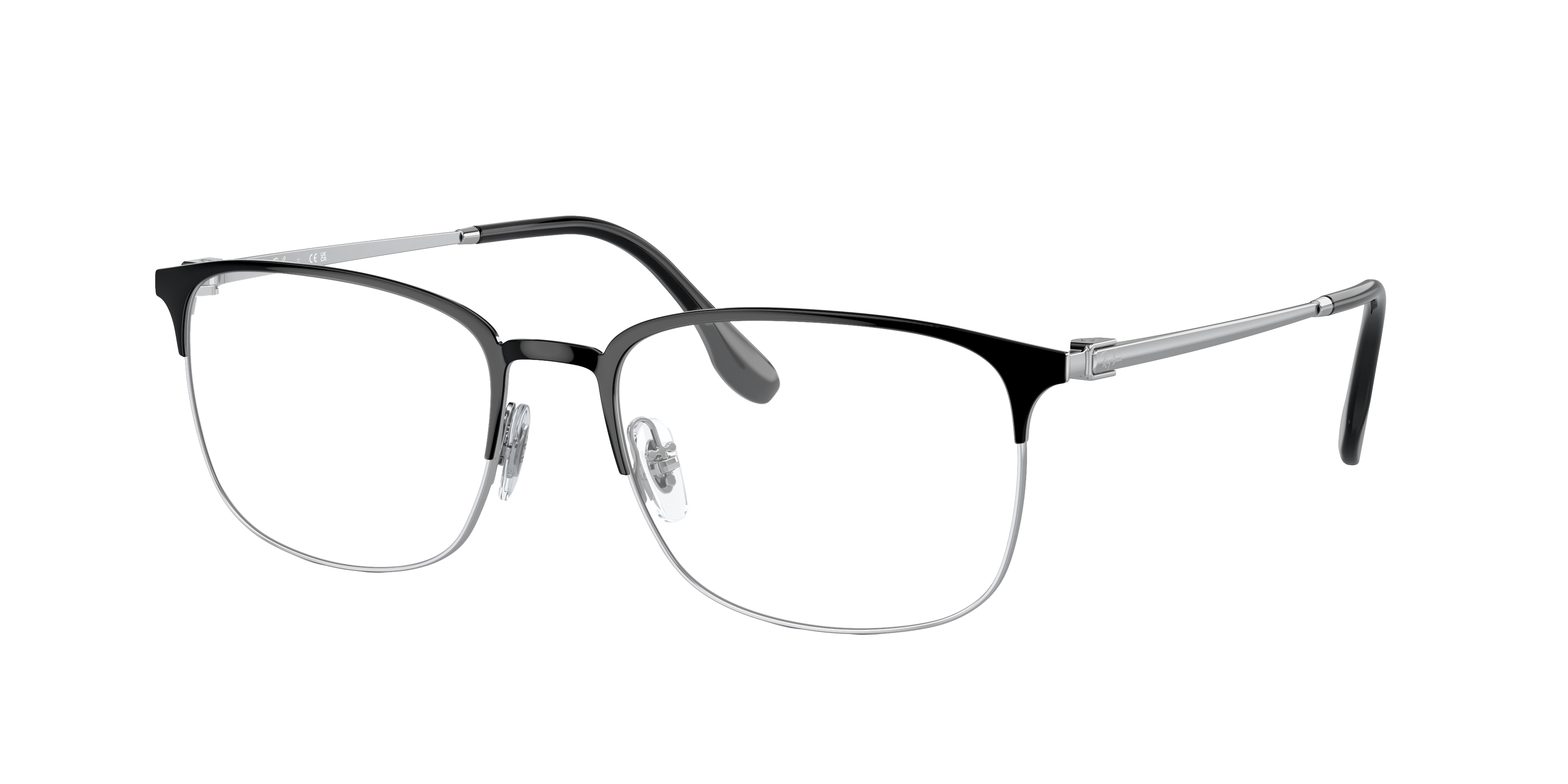 RB6494 Zwart op zilver MetaalEyeglass Frames van B24, Hoekweergave