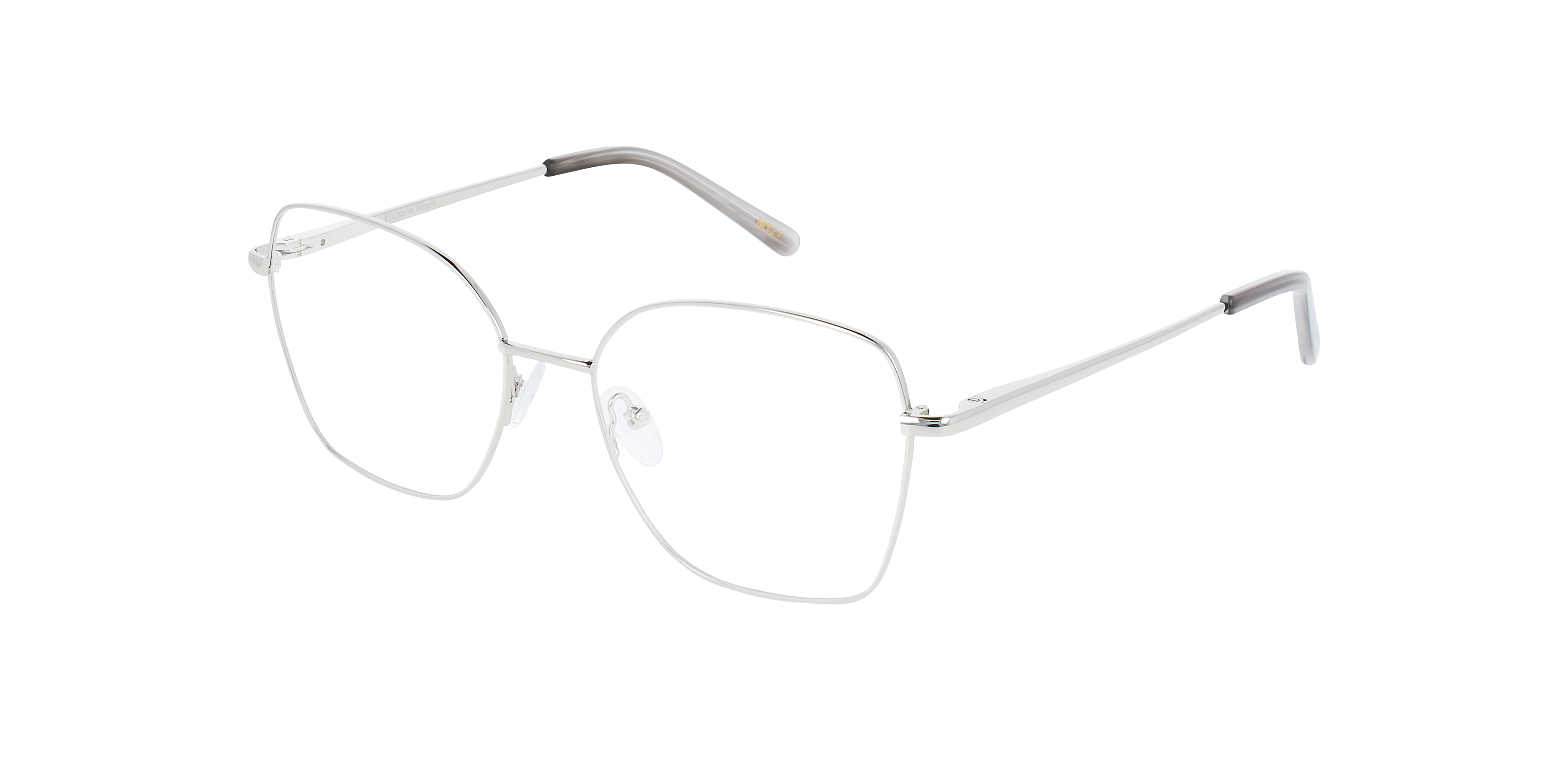 Lotte Silver Metal MetallEyeglass Frames von B24, Dreiviertelansicht