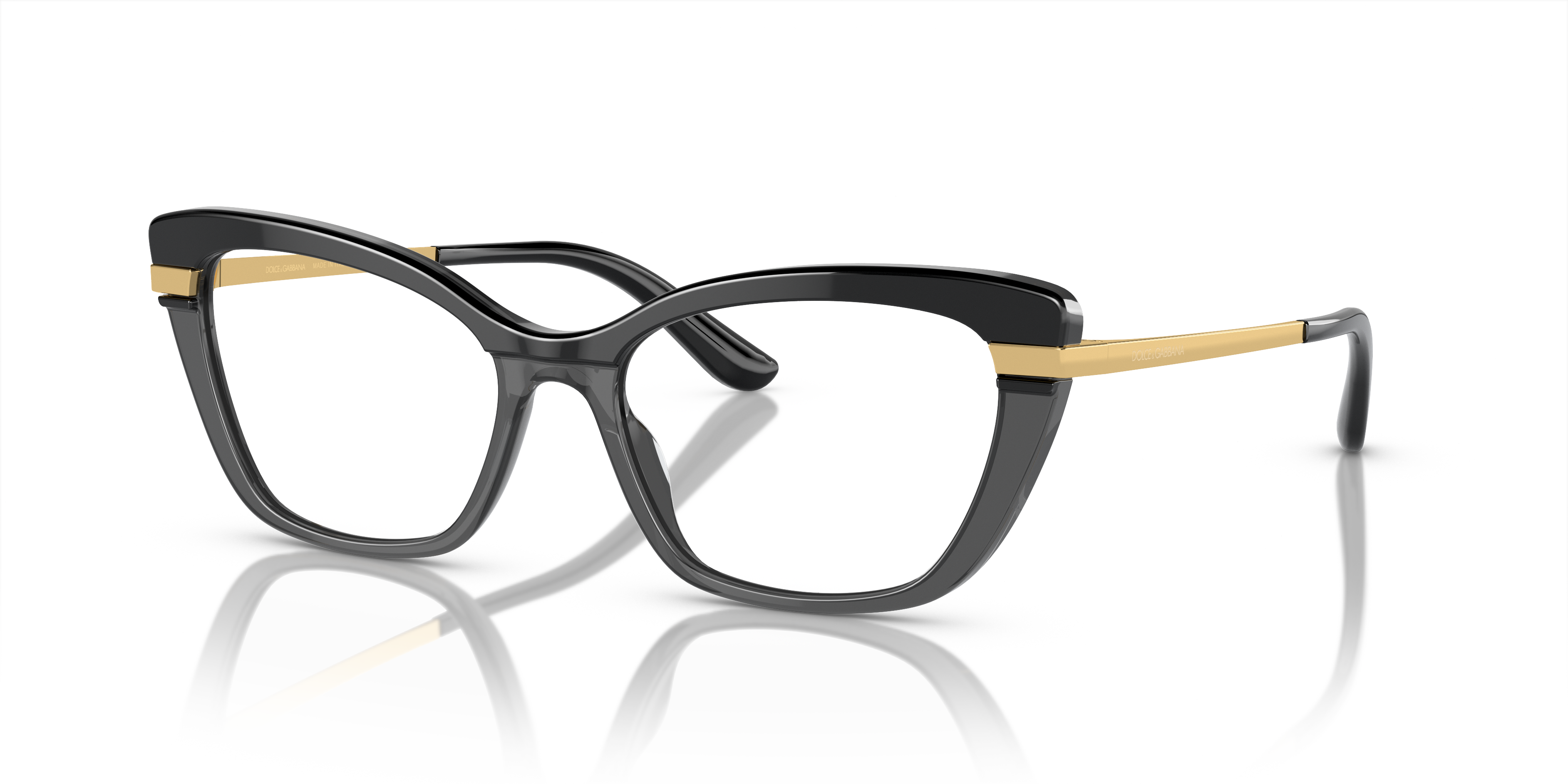DG3325 Schwarz auf Schwarz transparent AcetatEyeglass Frames von B24, Dreiviertelansicht
