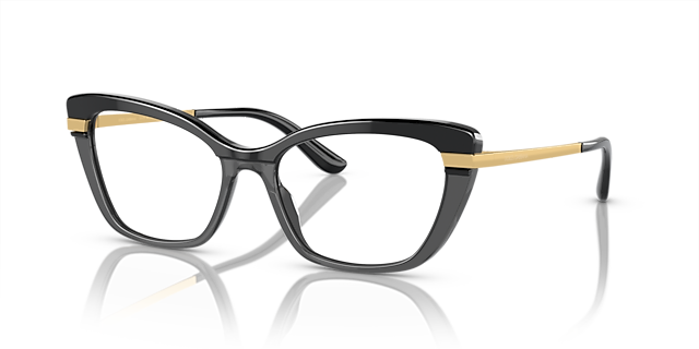 DG3325 Schwarz auf Schwarz transparent AcetatEyeglass Frames von B24, Dreiviertelansicht