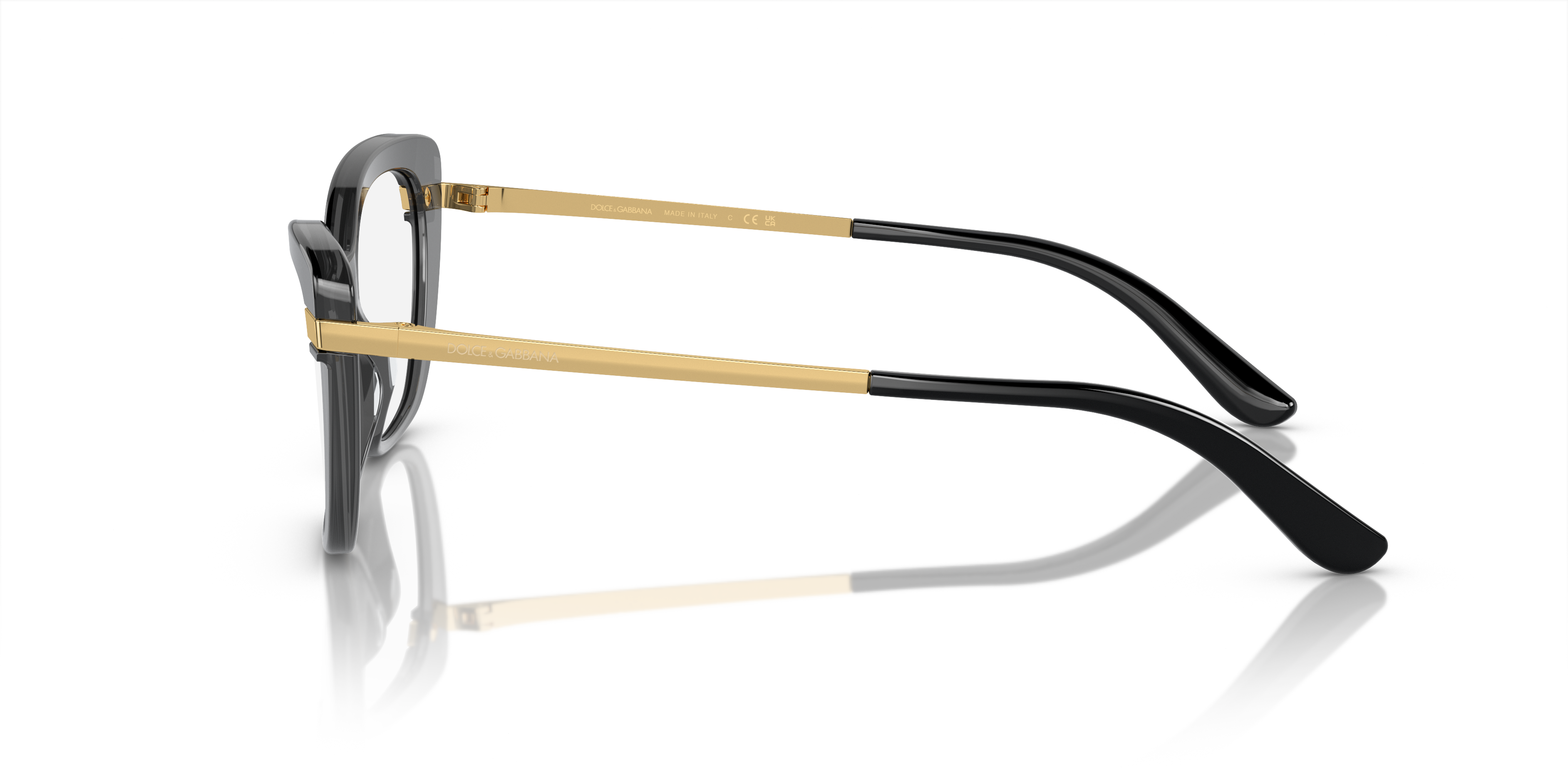 DG3325 Schwarz auf Schwarz transparent AcetatEyeglass Frames von B24, Seitenansicht