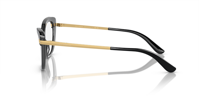 DG3325 Schwarz auf Schwarz transparent AcetatEyeglass Frames von B24, Seitenansicht