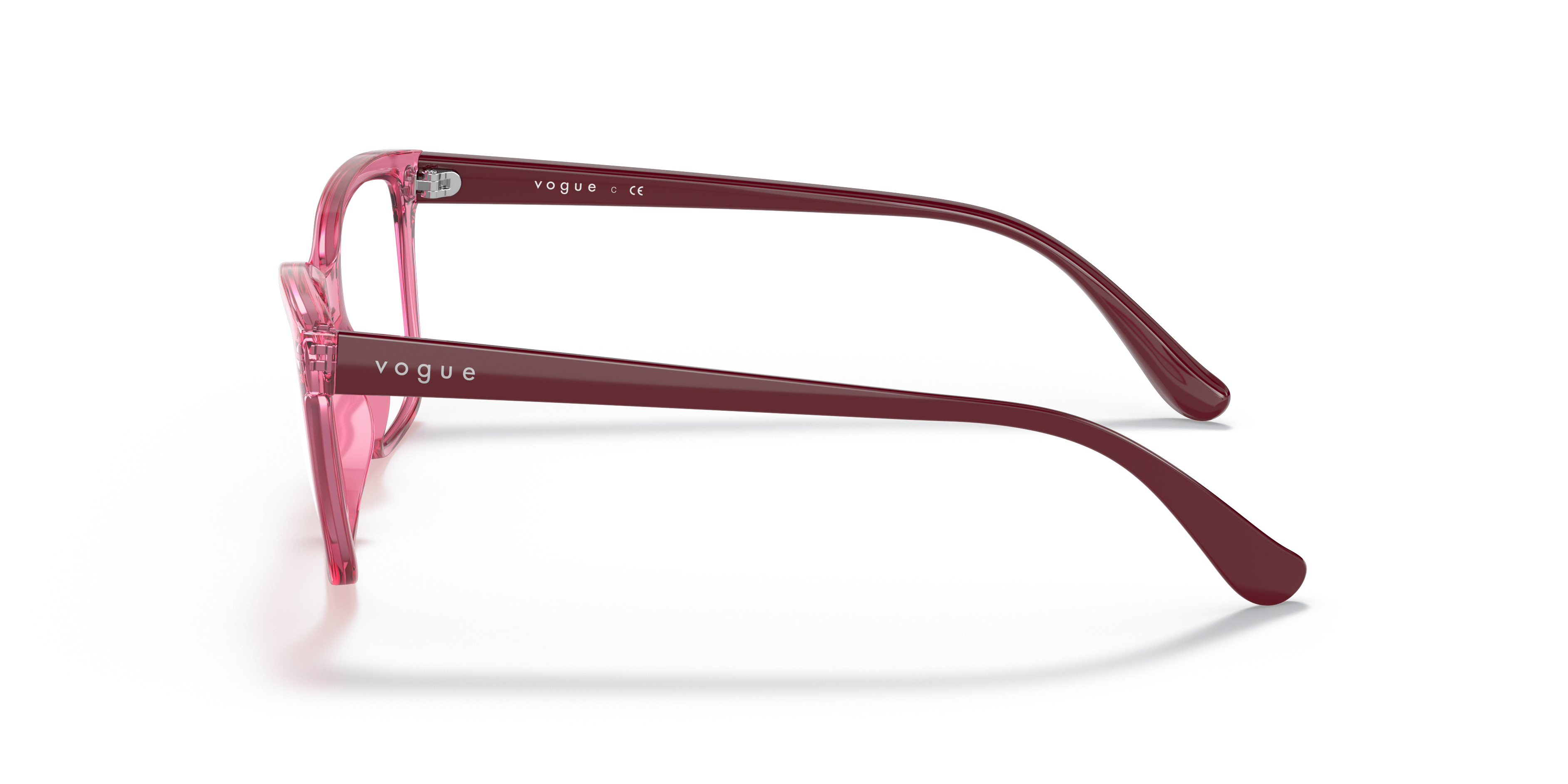 VO5420 Kirschrot transparent KunststoffEyeglass Frames von B24, Seitenansicht