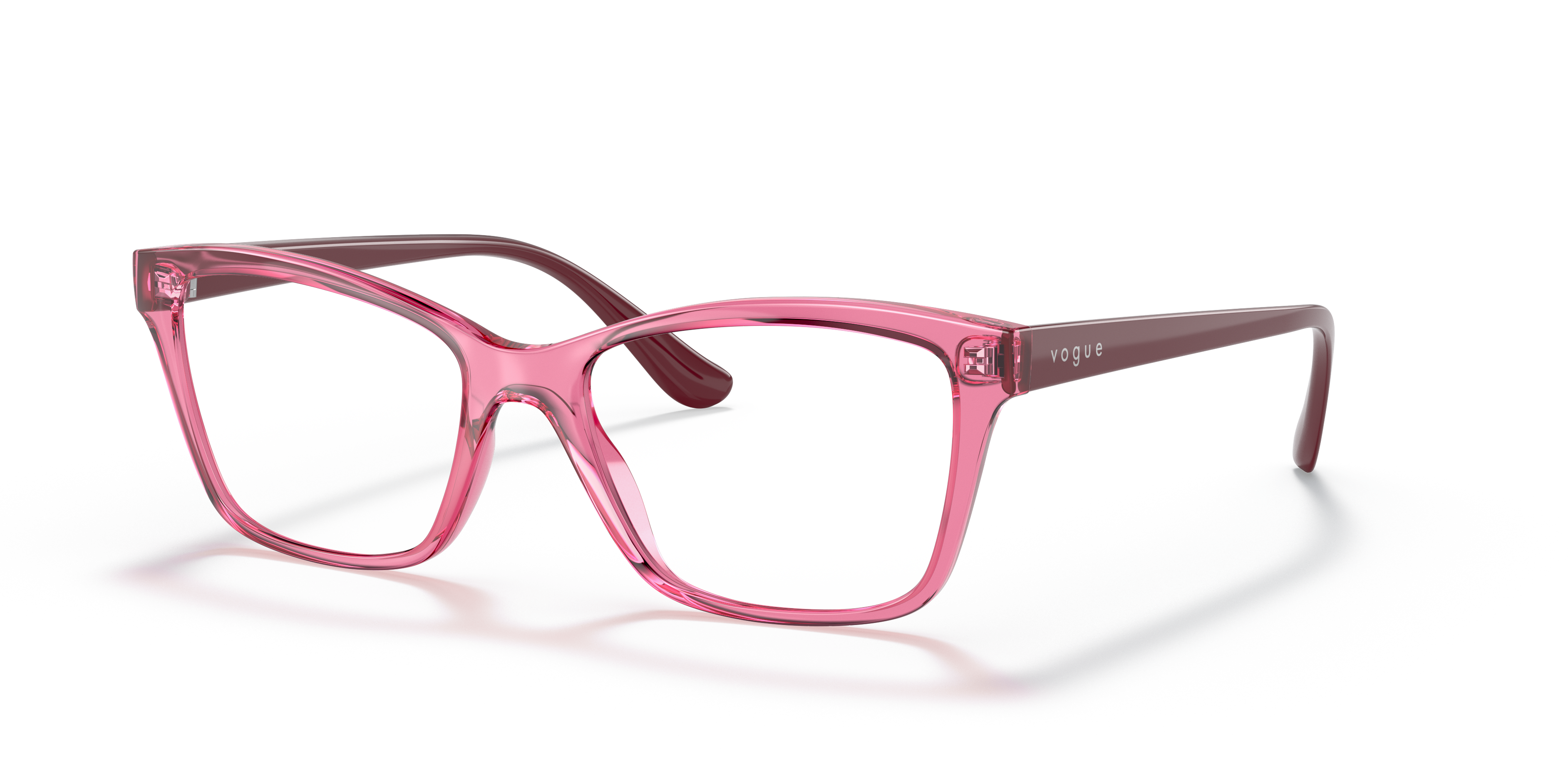 VO5420 Kirschrot transparent KunststoffEyeglass Frames von B24, Dreiviertelansicht