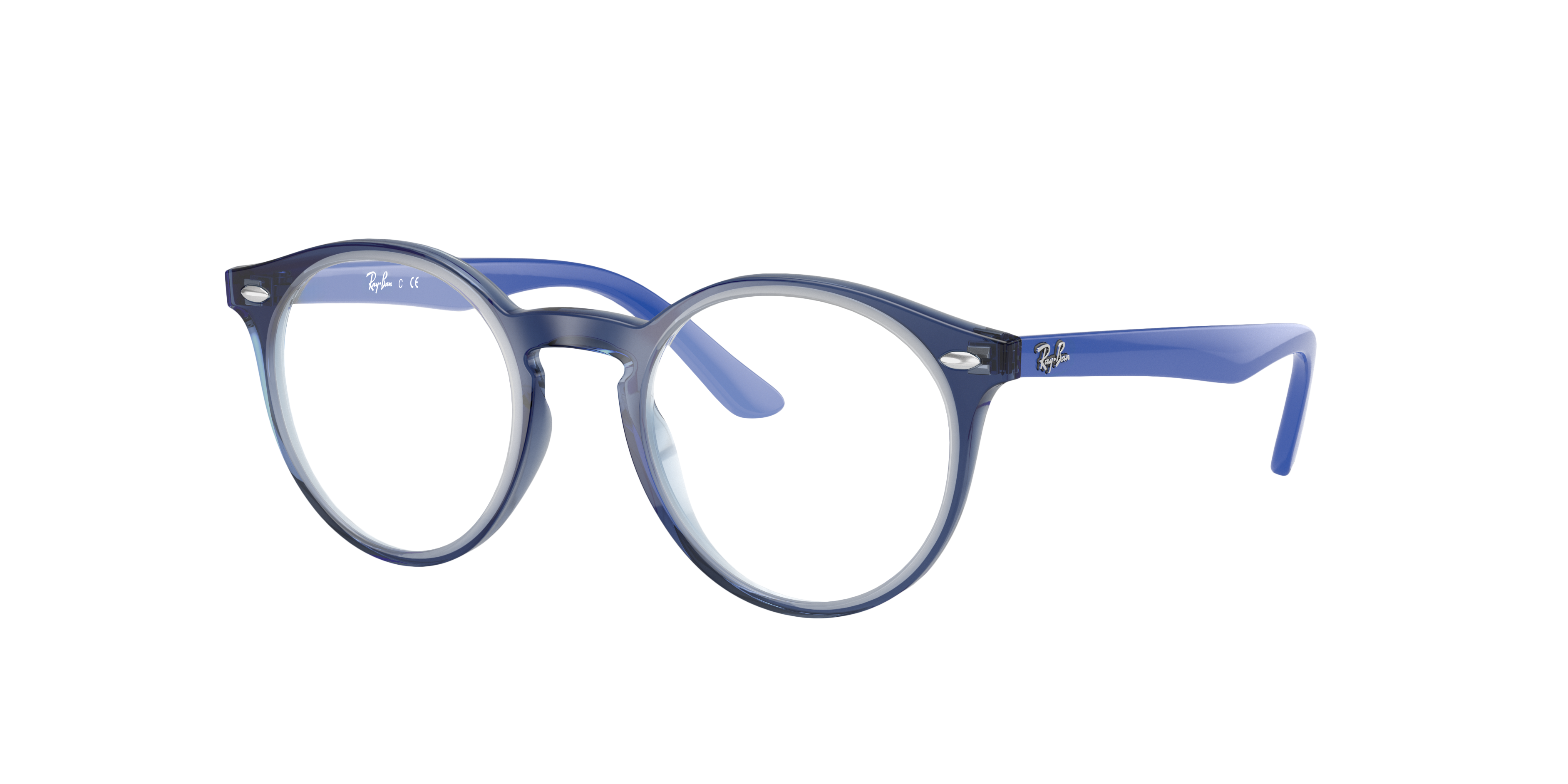 RB1594 Blau transparent KunststoffEyeglass Frames von B24, Dreiviertelansicht