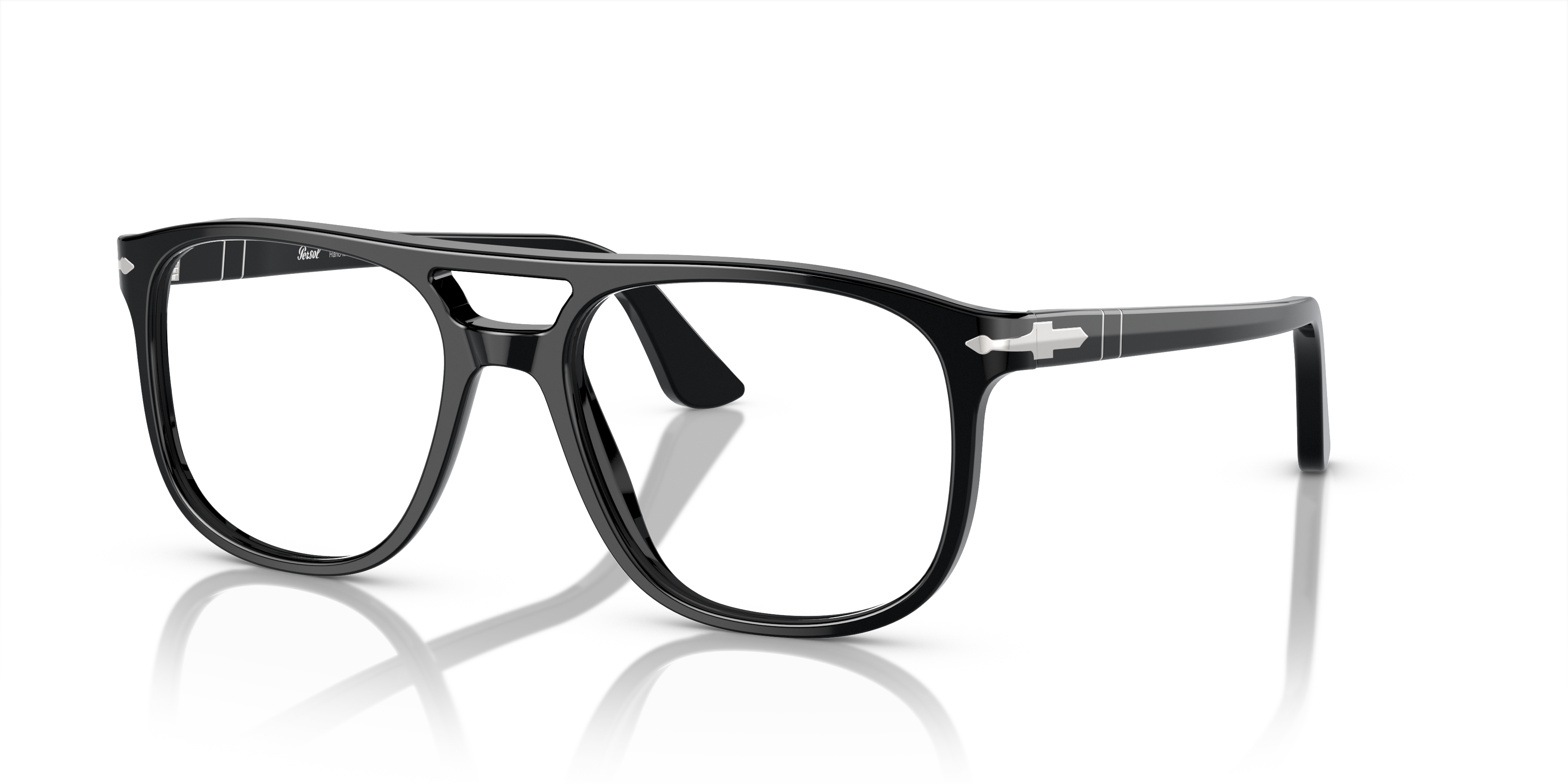 PO3329V Zwart AcetaatEyeglass Frames van B24, Hoekweergave