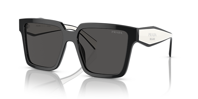 PR 24ZS Zwart AcetaatSunglass Frames van B24, Hoekweergave