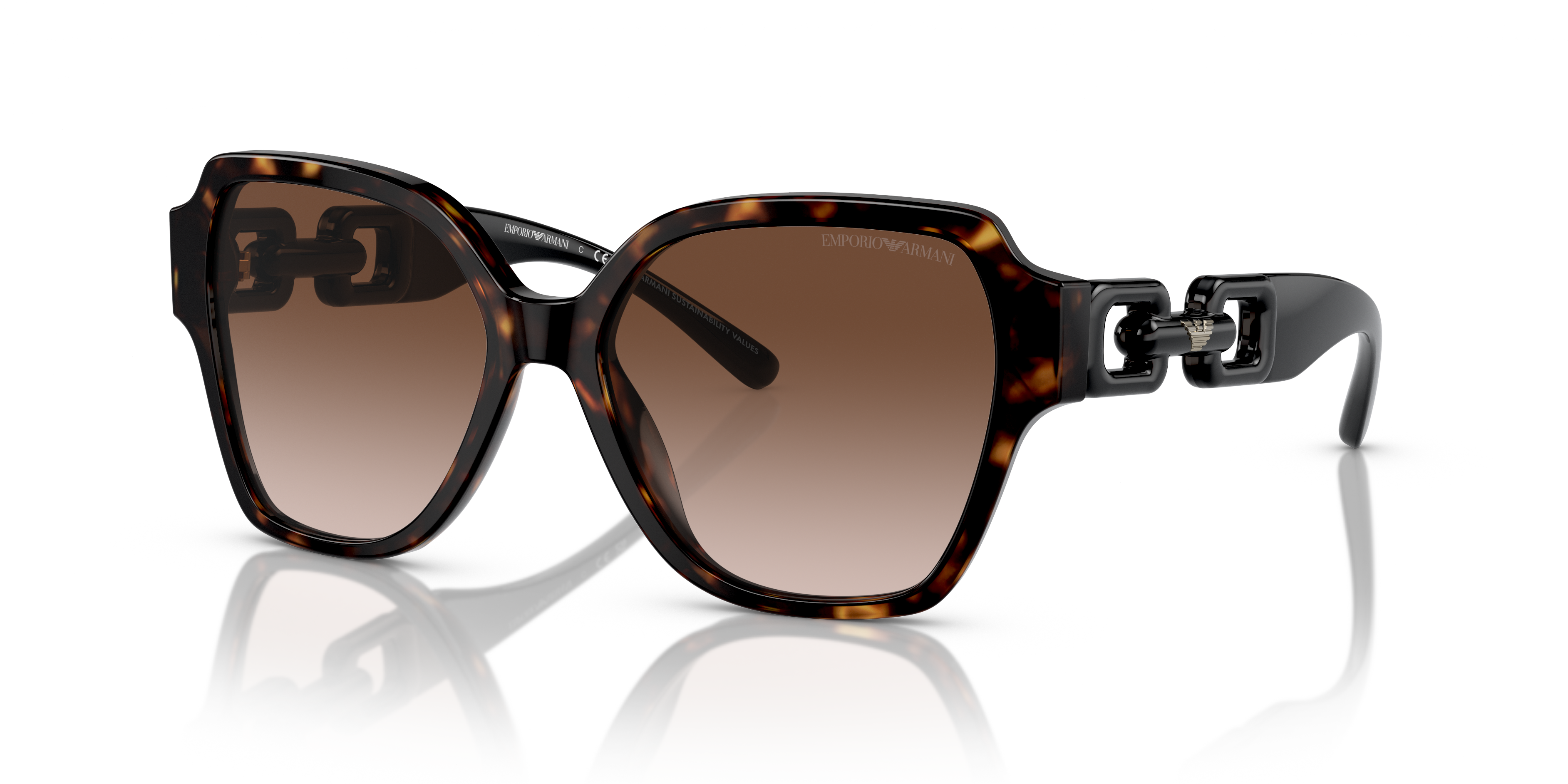 EA4202 Glänzendes Havanna AcetatSunglass Frames von B24, Dreiviertelansicht