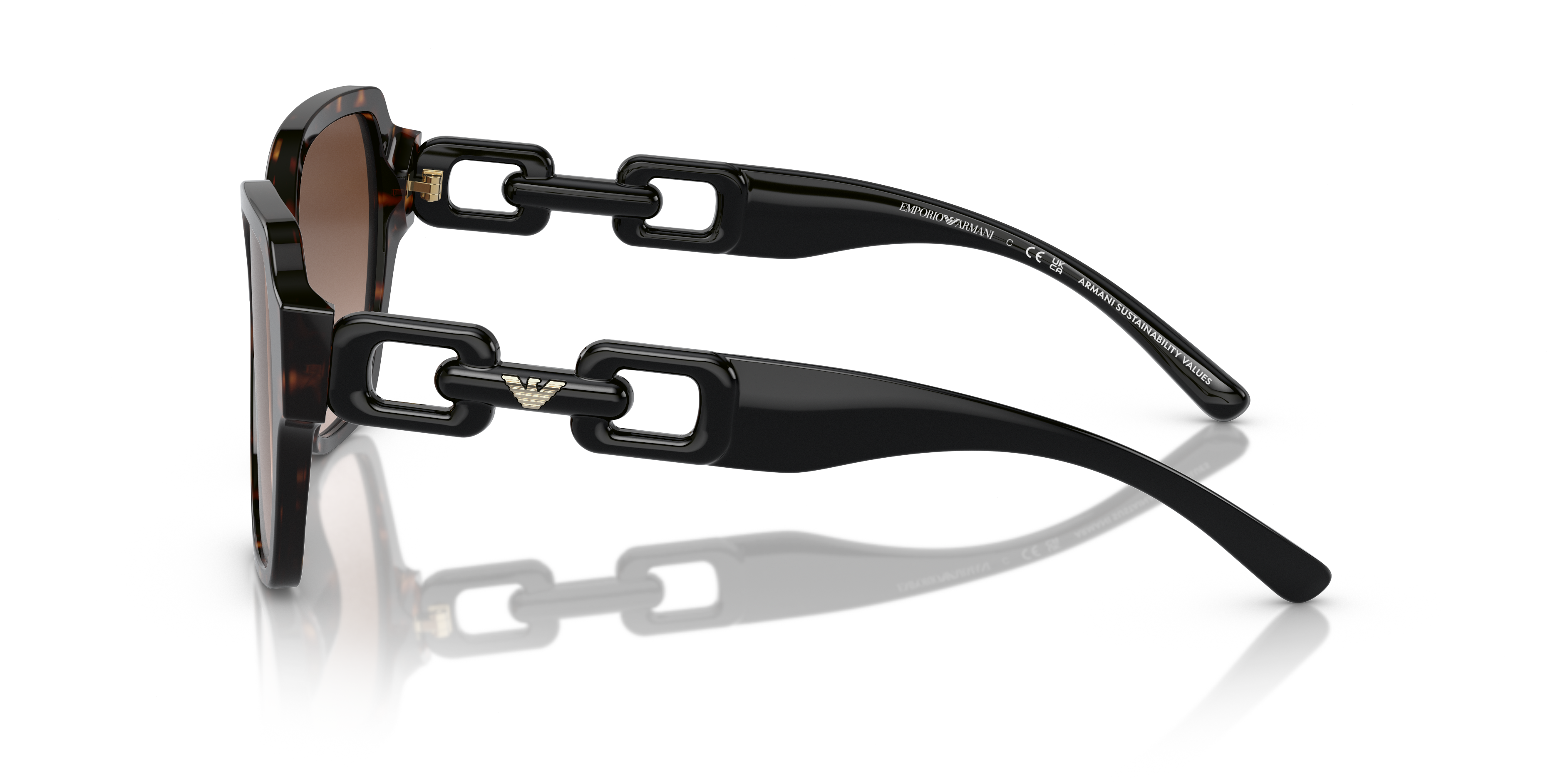 EA4202 Glänzendes Havanna AcetatSunglass Frames von B24, Seitenansicht