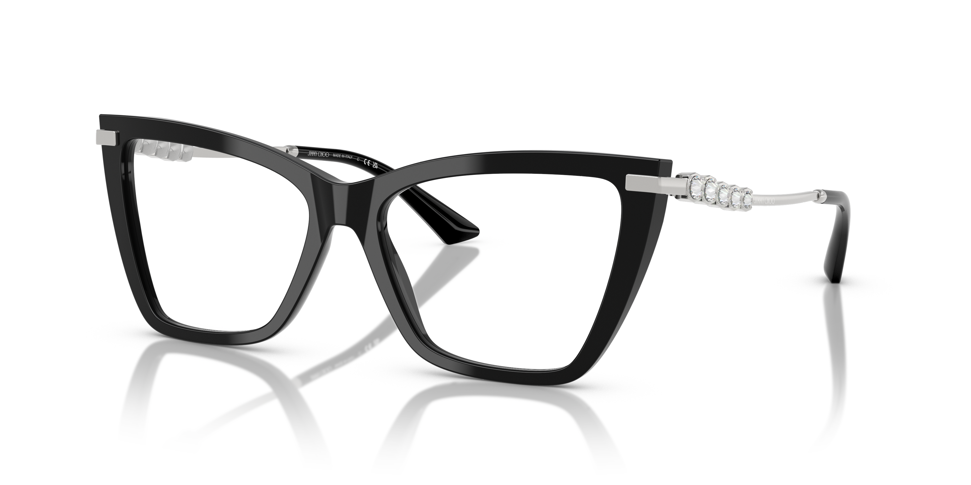 JC3020B Schwarz AcetatEyeglass Frames von B24, Dreiviertelansicht