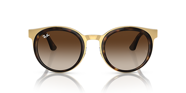 RB3710 Havana op goud MetaalSunglass Frames van B24, Vooraanzicht