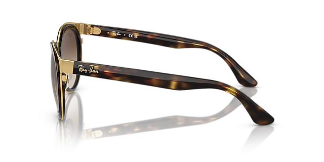 RB3710 Havana op goud MetaalSunglass Frames van B24, Zijaanzicht