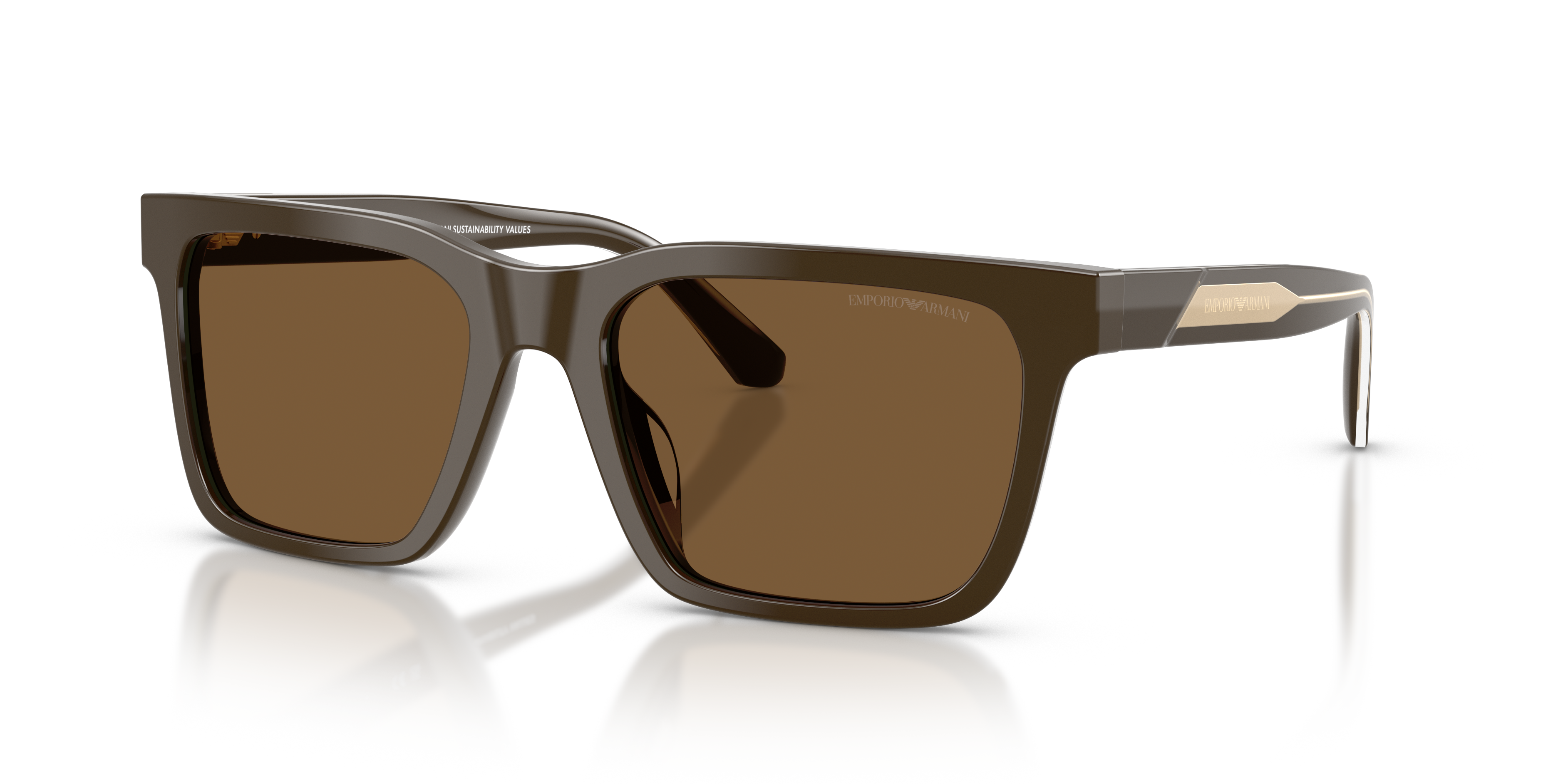 EA4262U Shiny Brown AcetatSunglass Frames von B24, Dreiviertelansicht